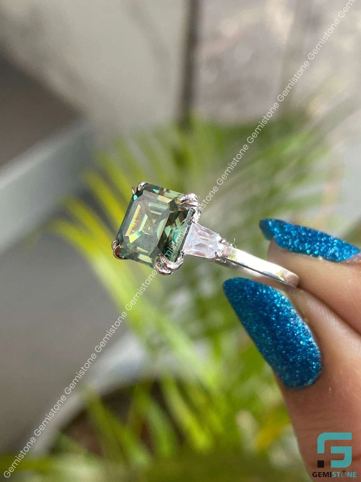 Green Three Stone Wedding GIft