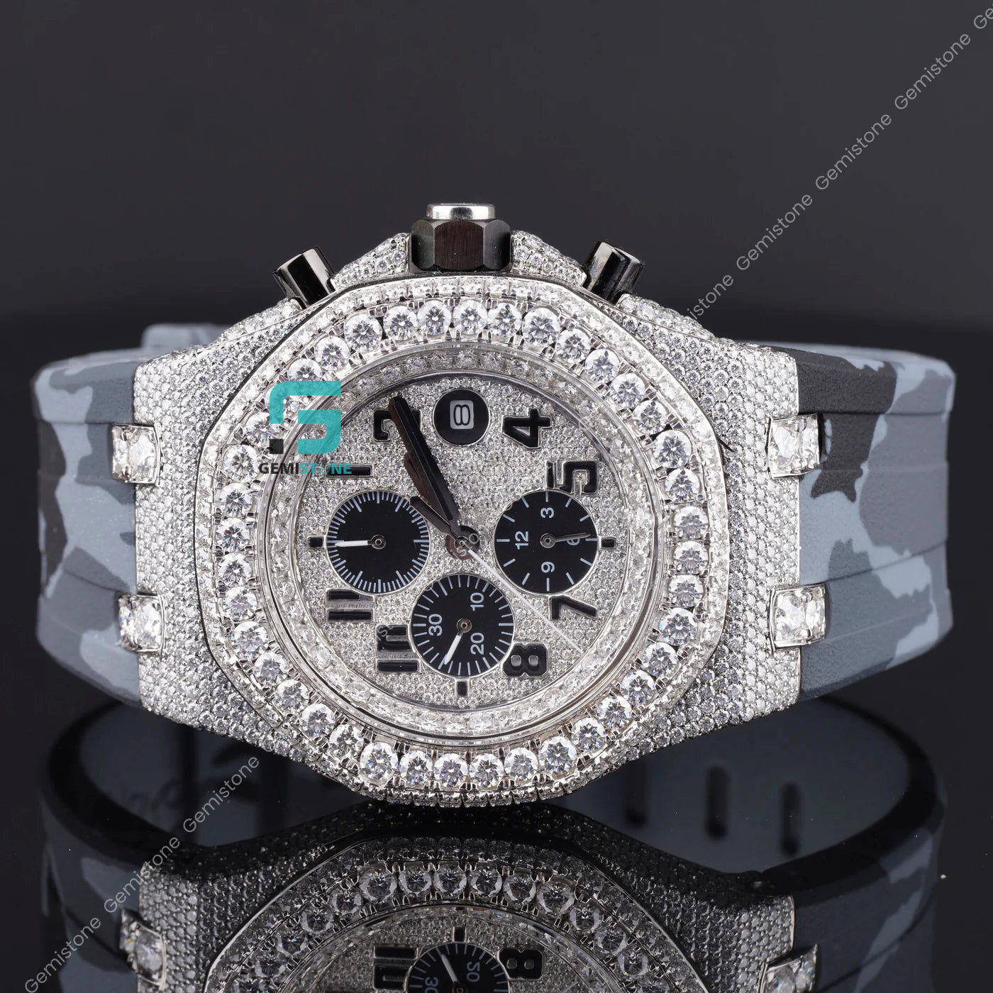 Grey-Belt-Moissanite-Watch