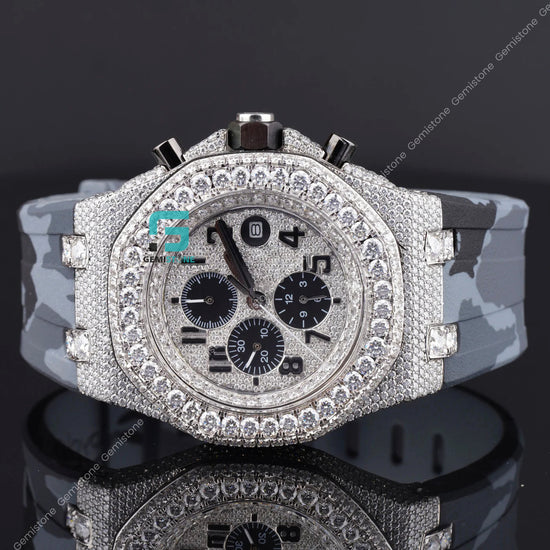 Grey-Belt-Moissanite-Watch