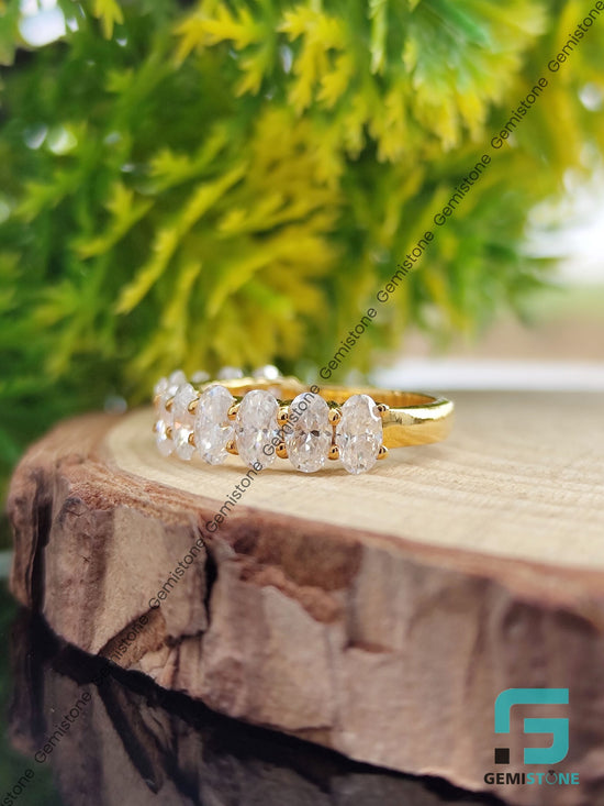 3.40 TCW Half Eternity Oval Cut Moissanite Wedding Band