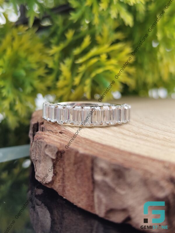 3 CTW Emerald Cut Moissanite Diamond Half Eternity Wedding Band For Women