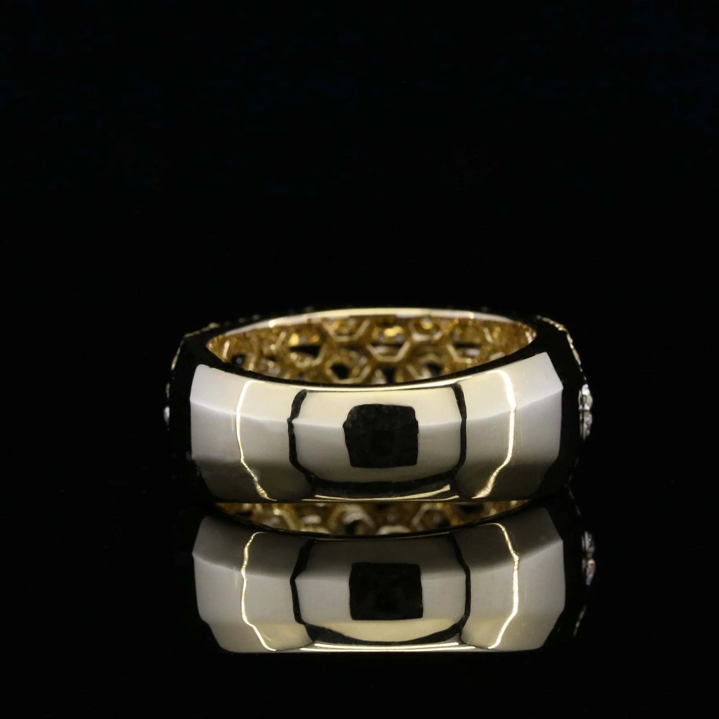 Classic Half Eternity Round Moissanite Diamond Cuban Link Ring