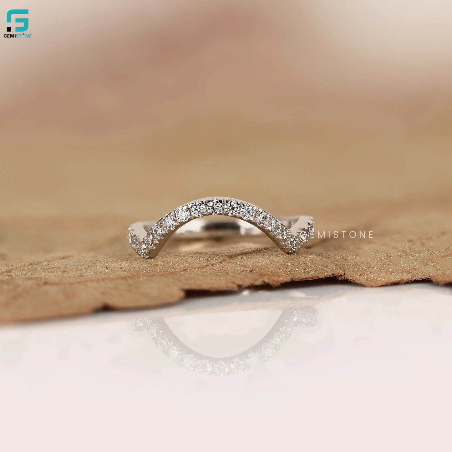 Half Eternity Round Curved Lab Grown Diamond Wedding Band