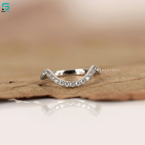 Half Eternity Round Curved Lab Grown Diamond Wedding Band