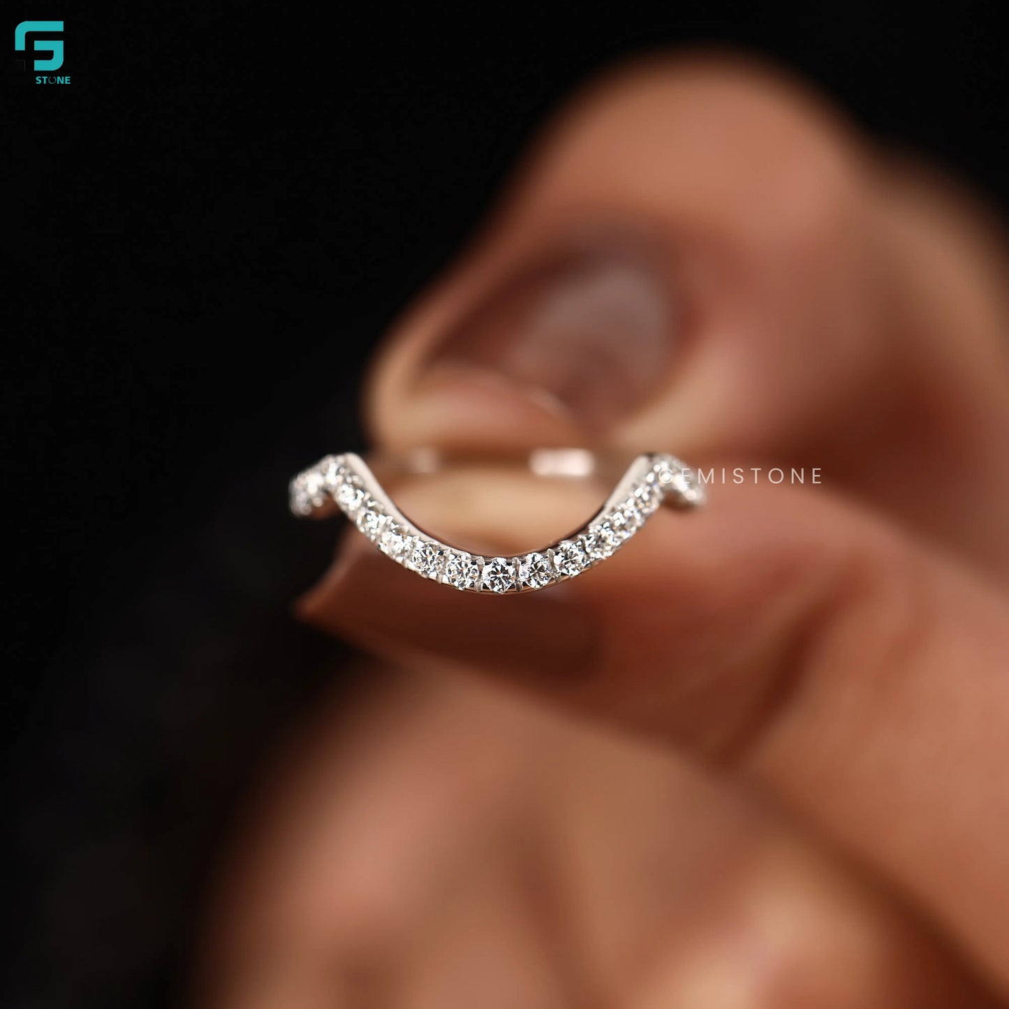 Half Eternity Round Curved Lab Grown Diamond Wedding Band