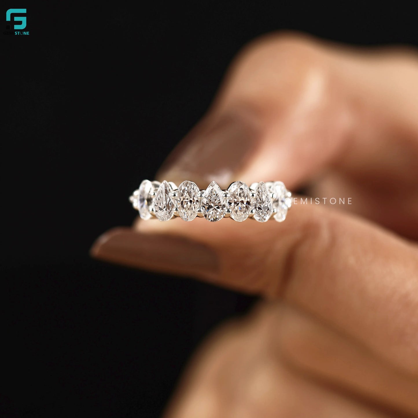 Half Eternity Lab Dimaond Wedding Band