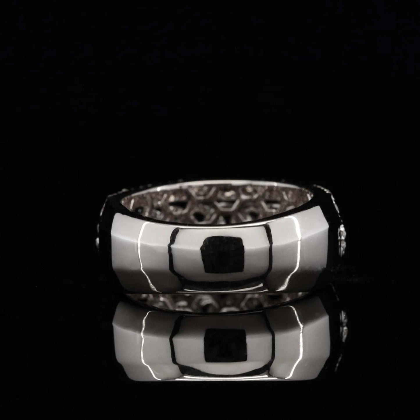 Classic Half Eternity Round Moissanite Diamond Cuban Link Ring