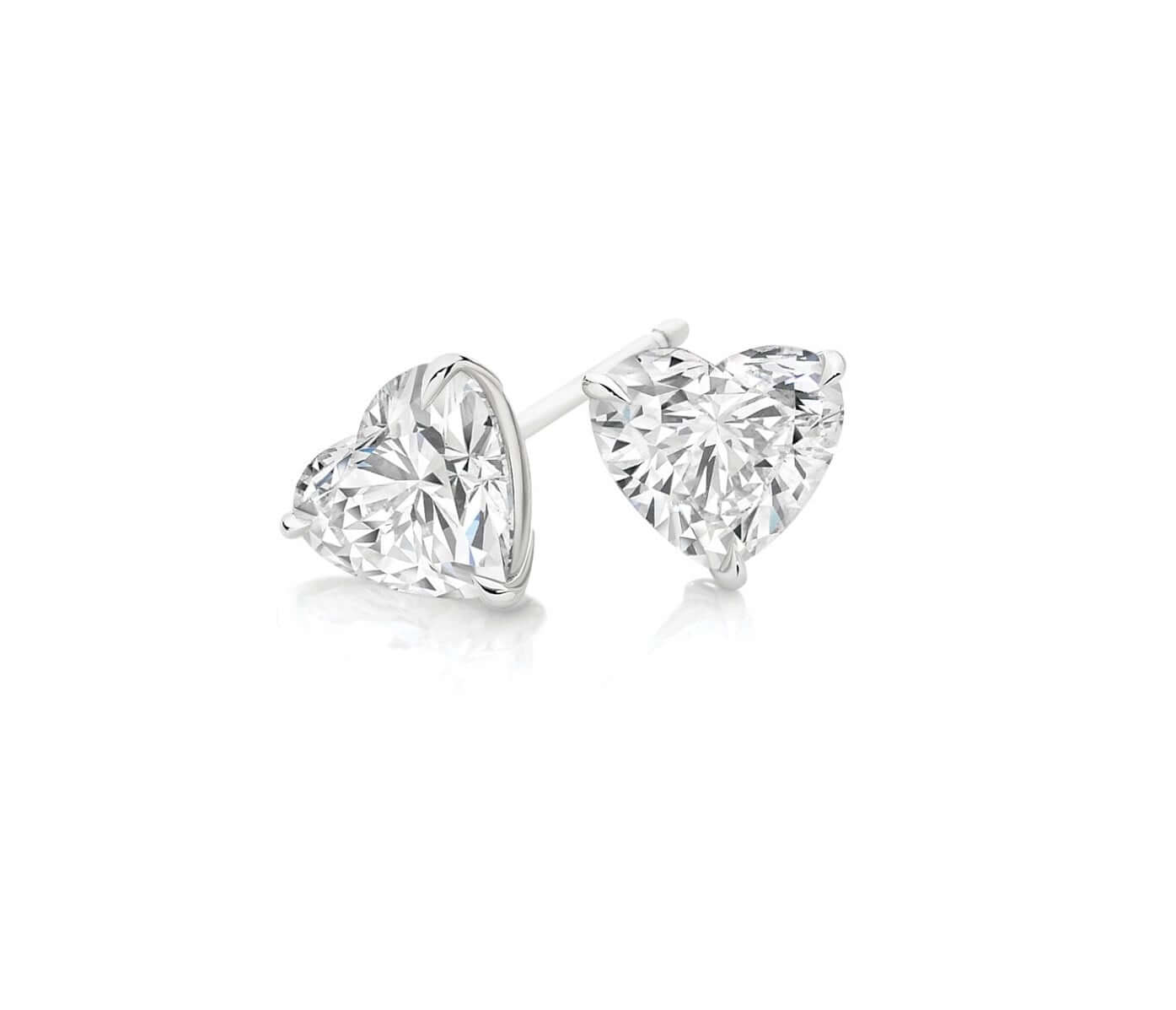 1 Carat Heart Shape Diamond Stud Earrings