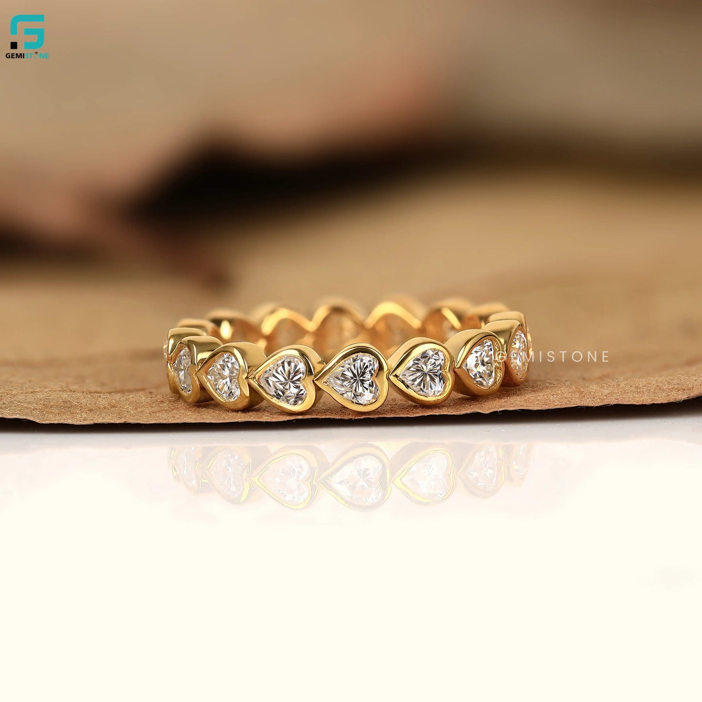 Heart Cut Full Eternity Lab Diamond Wedding Band 