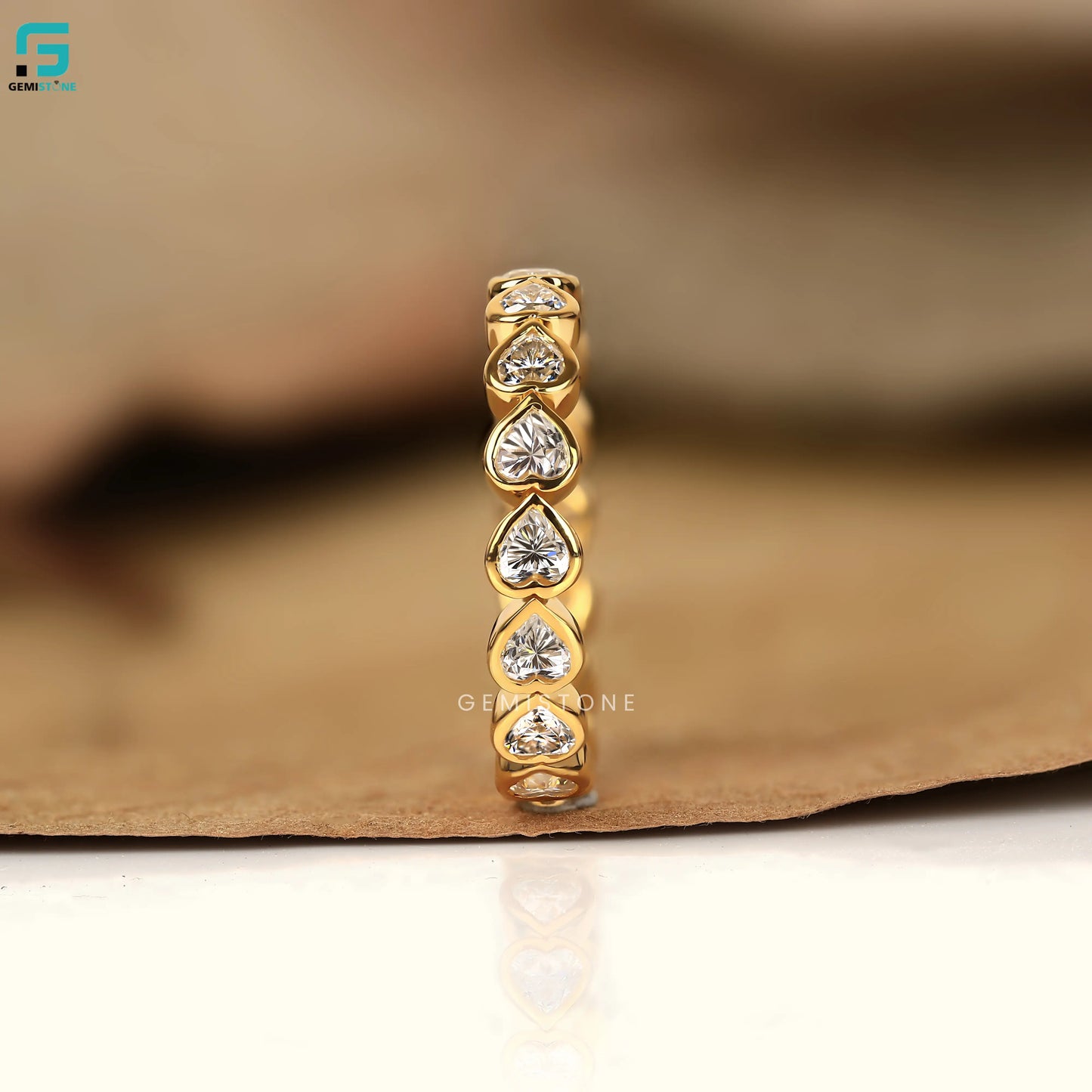 Heart Cut Full Eternity Lab Diamond Wedding Band For Women