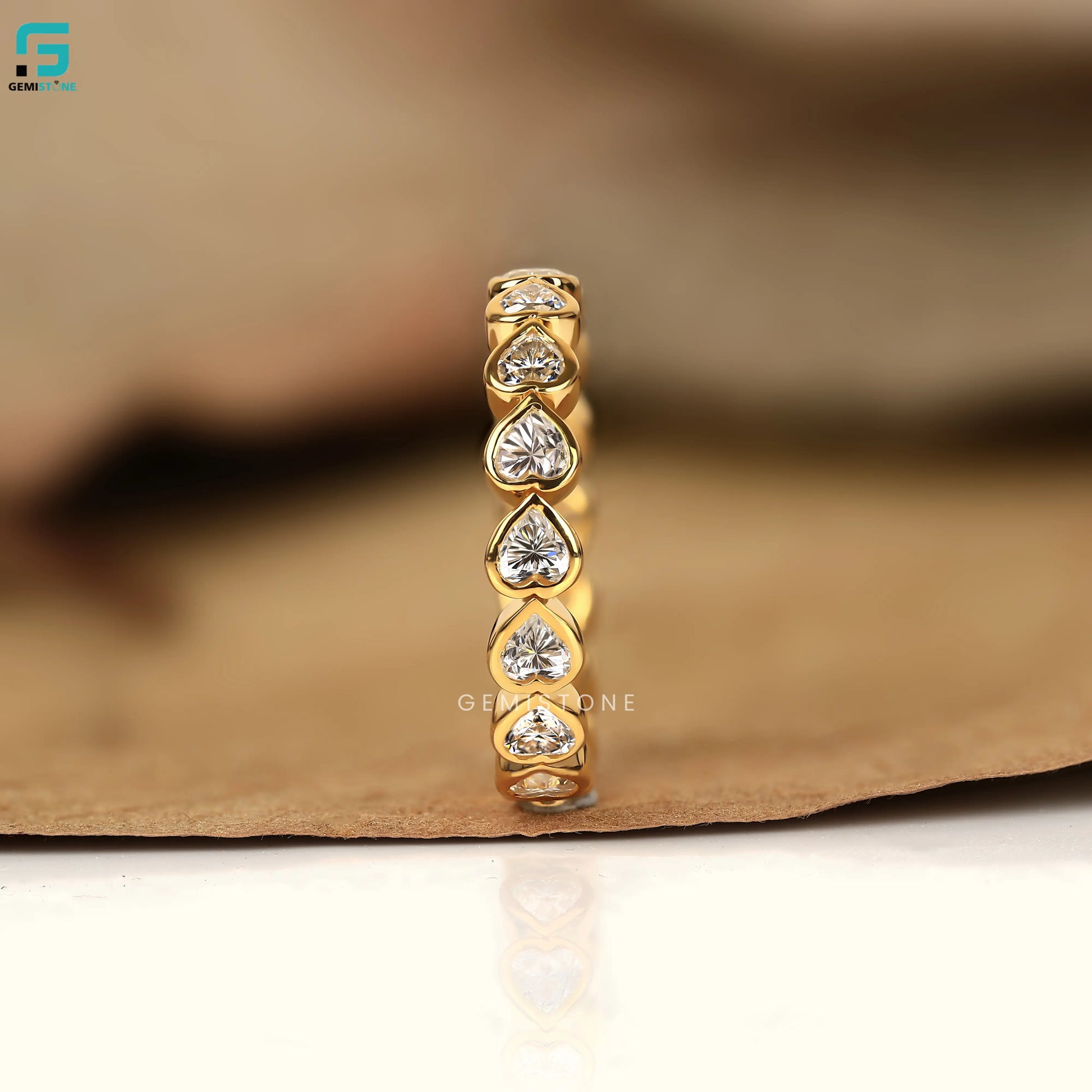 Heart Cut Full Eternity Lab Diamond Wedding Band For Women