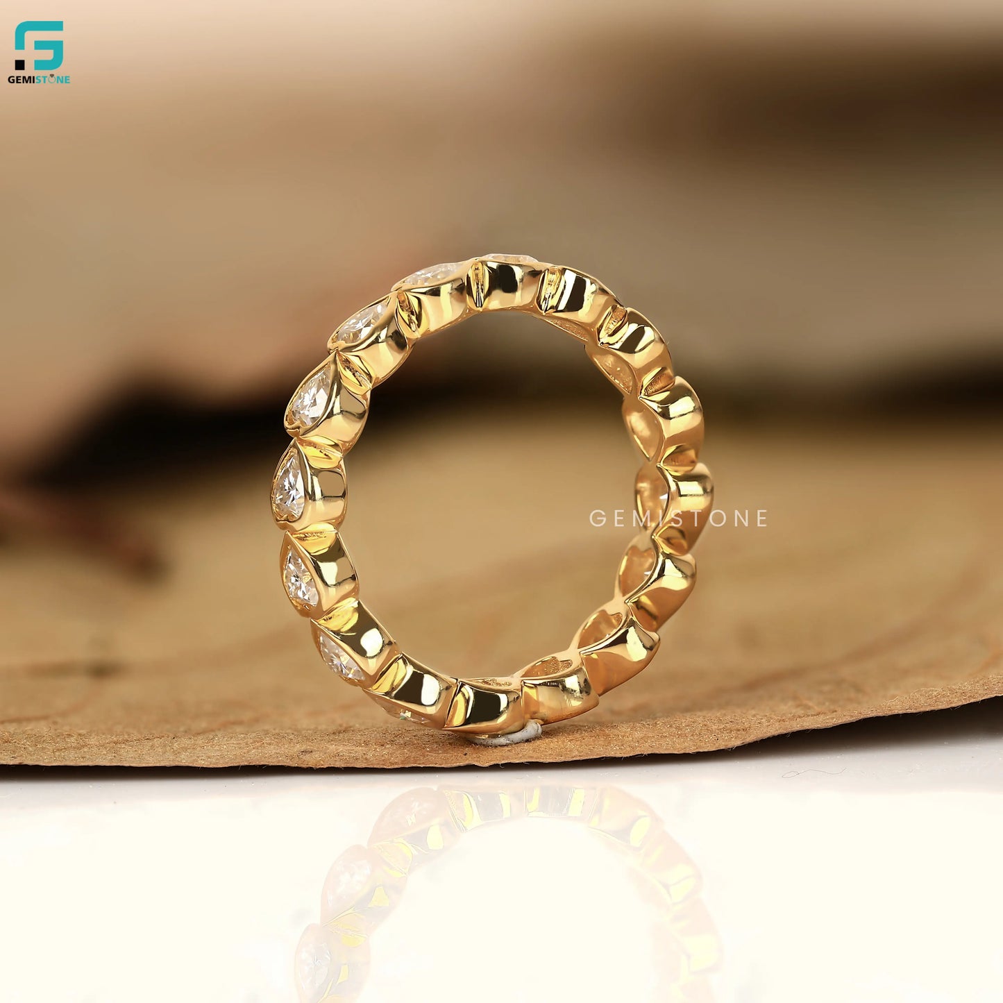 Heart Cut Full Eternity Wedding Band For Women