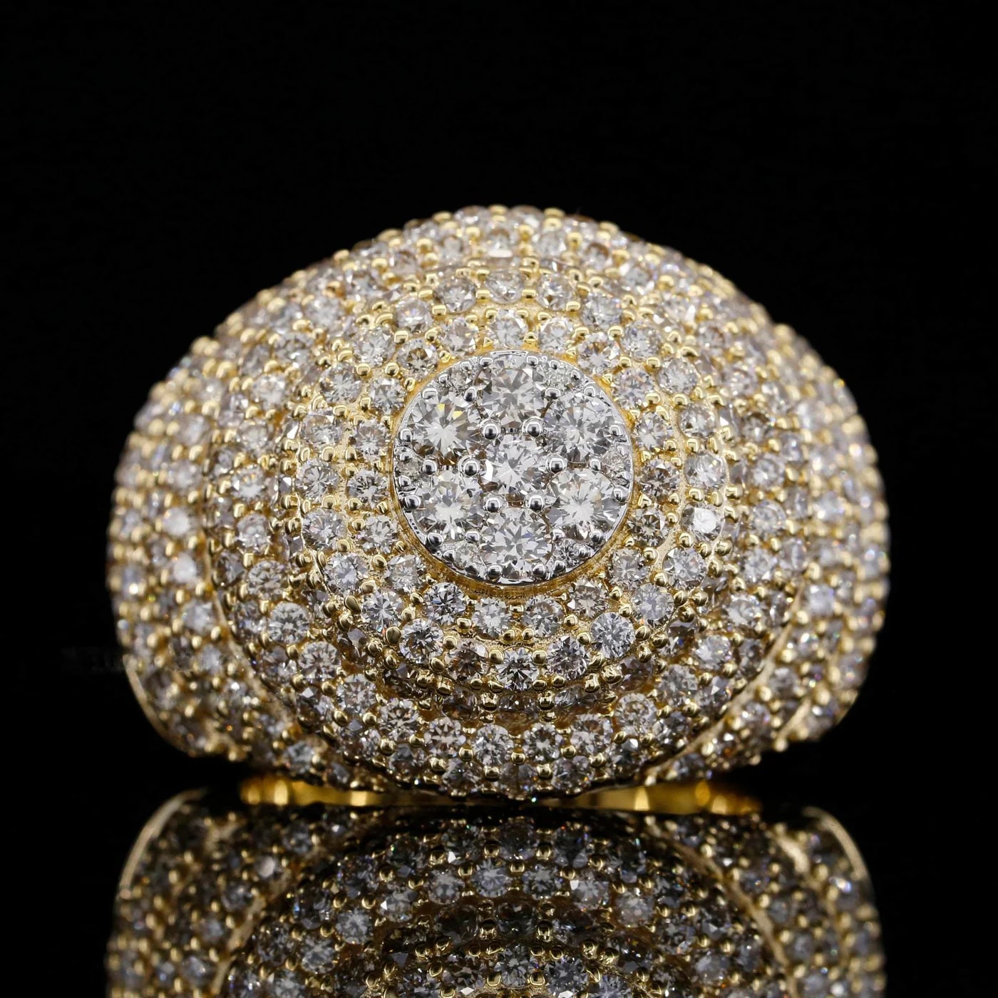 Iced Out Bust Down Pinky Ring 925 Silver Multi Halo Round