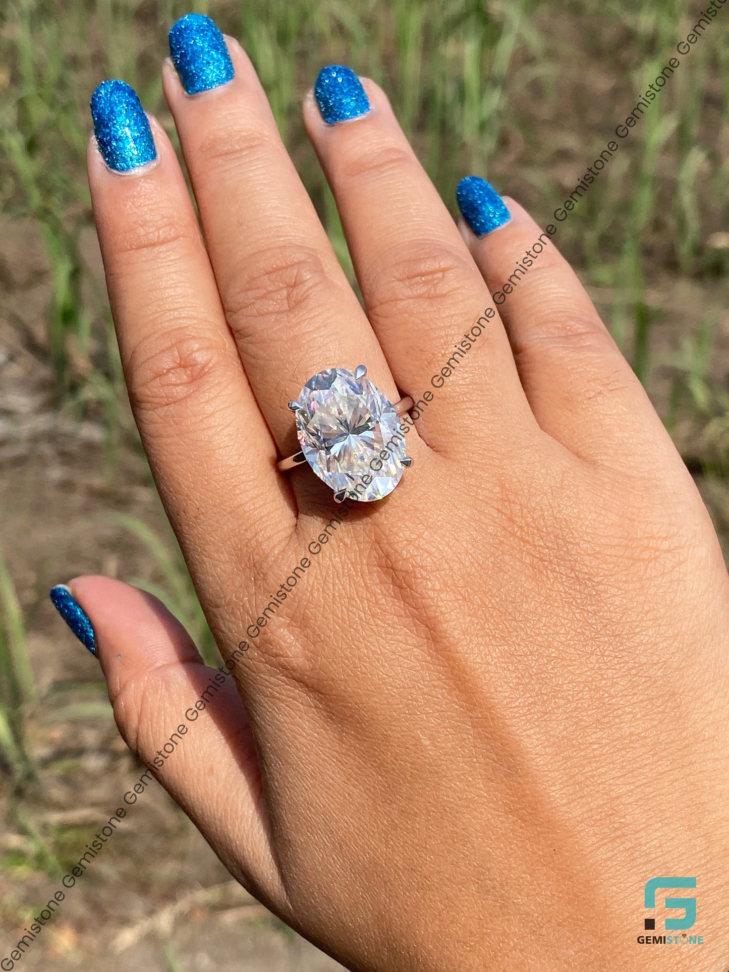 Hidden Halo Oval Moissanite Ring