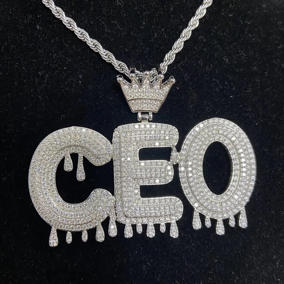 VVS Moissanite Iced Out Custom Letter CEO Pendant Men's