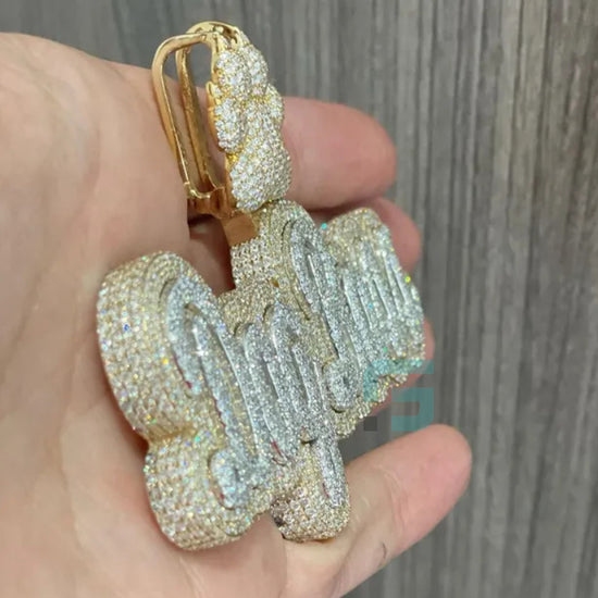 Hip Hop Two Tone DogBoss Name Iced Out Custom Letter Pendant