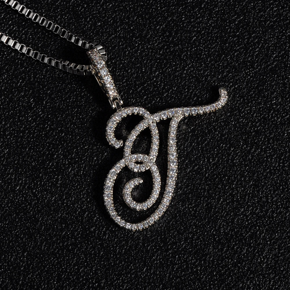 Round Cut Moissanite Custom Letter Pendant