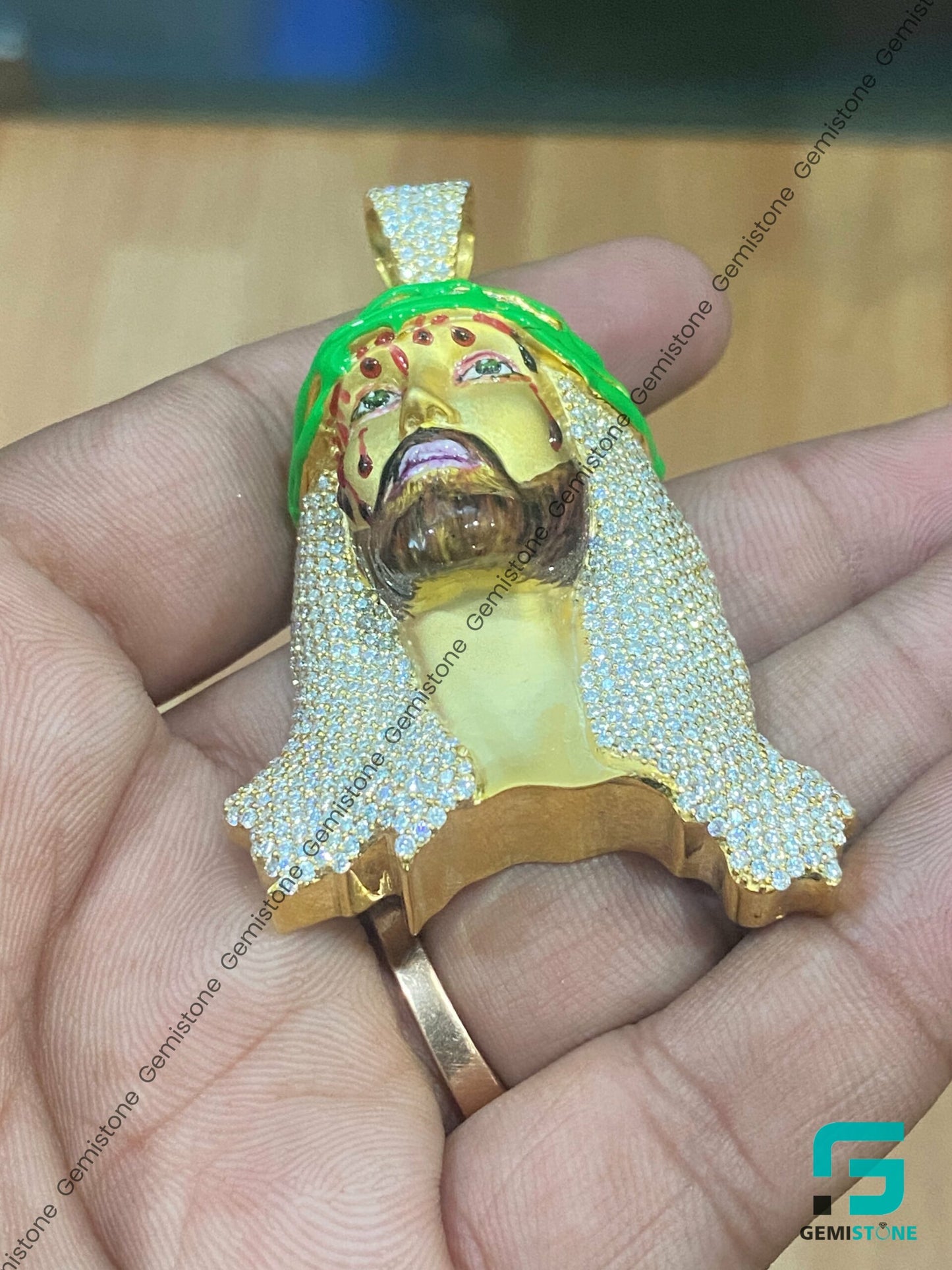 3D Iced Moissanite Jesus Head Pendant