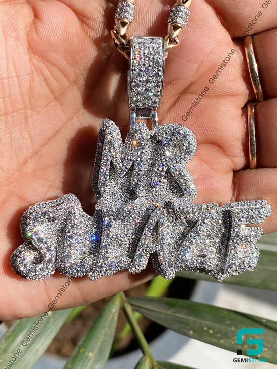 Custom Iced Out Moissanite Diamond Intial Letter Pendant "MR SLEAZE"