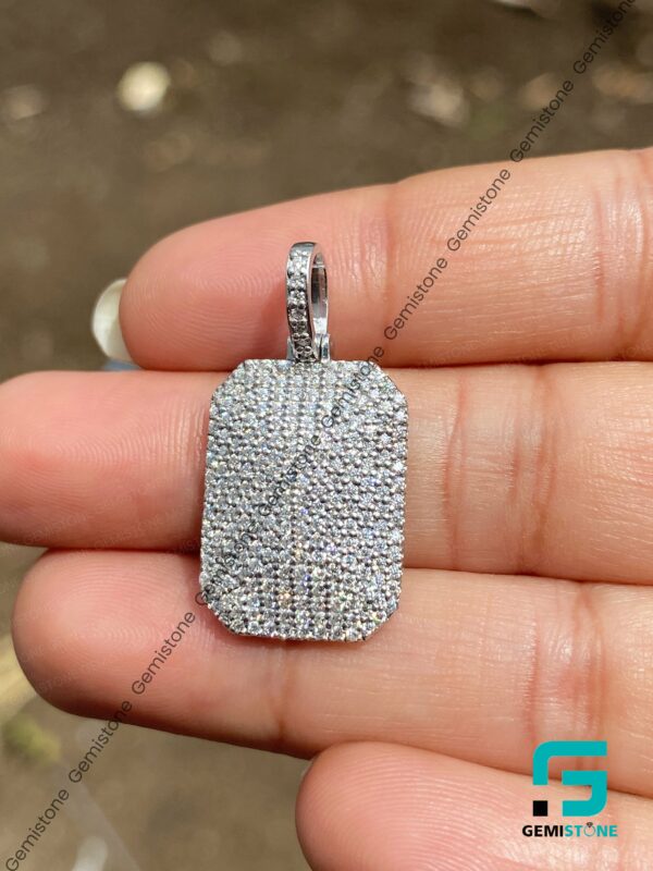 Iced Out Moissanite Diamond Dog Tag Pendant