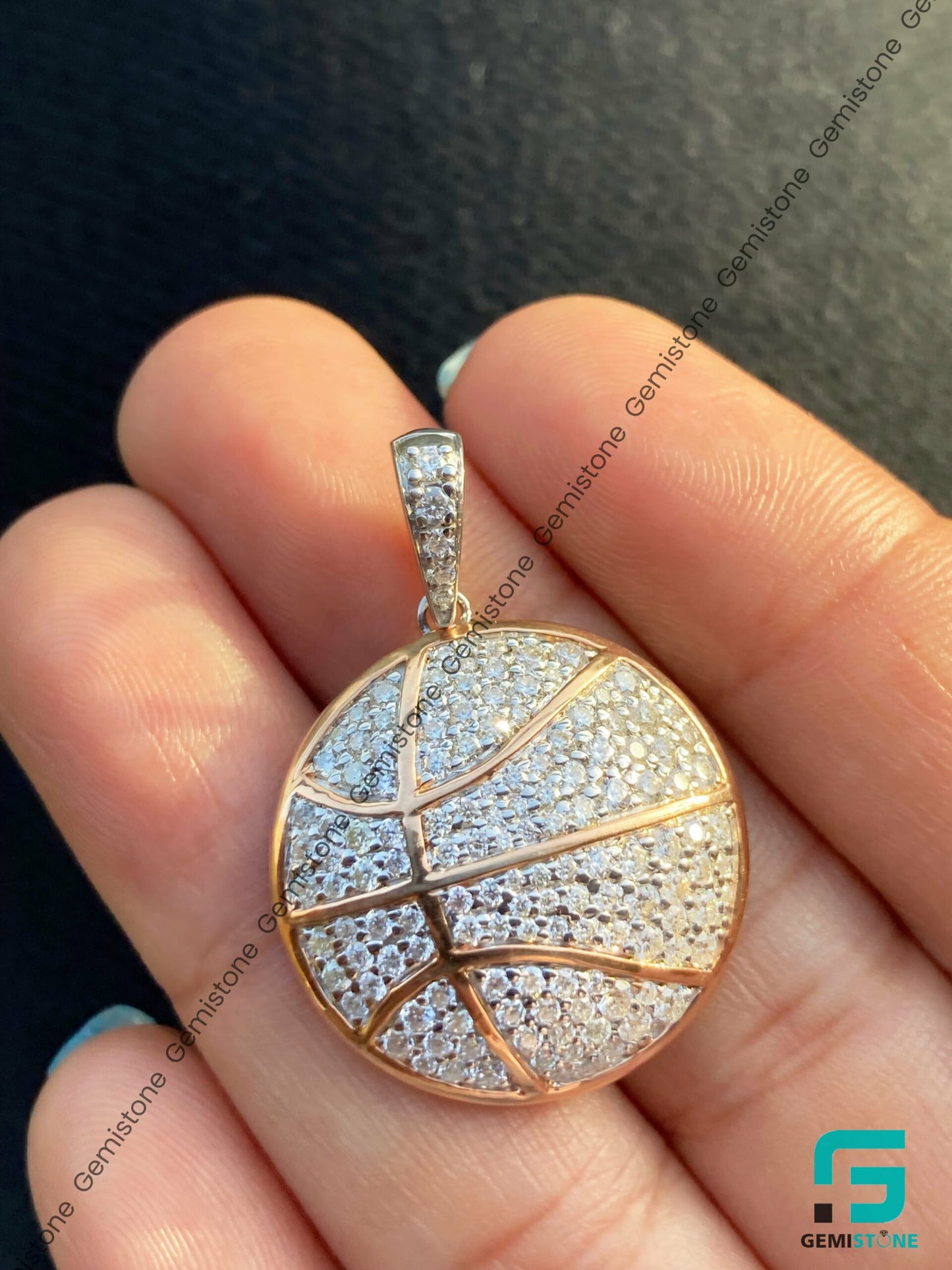 Shop Fully Iced Out Moissanite Diamond Basketball Pendant