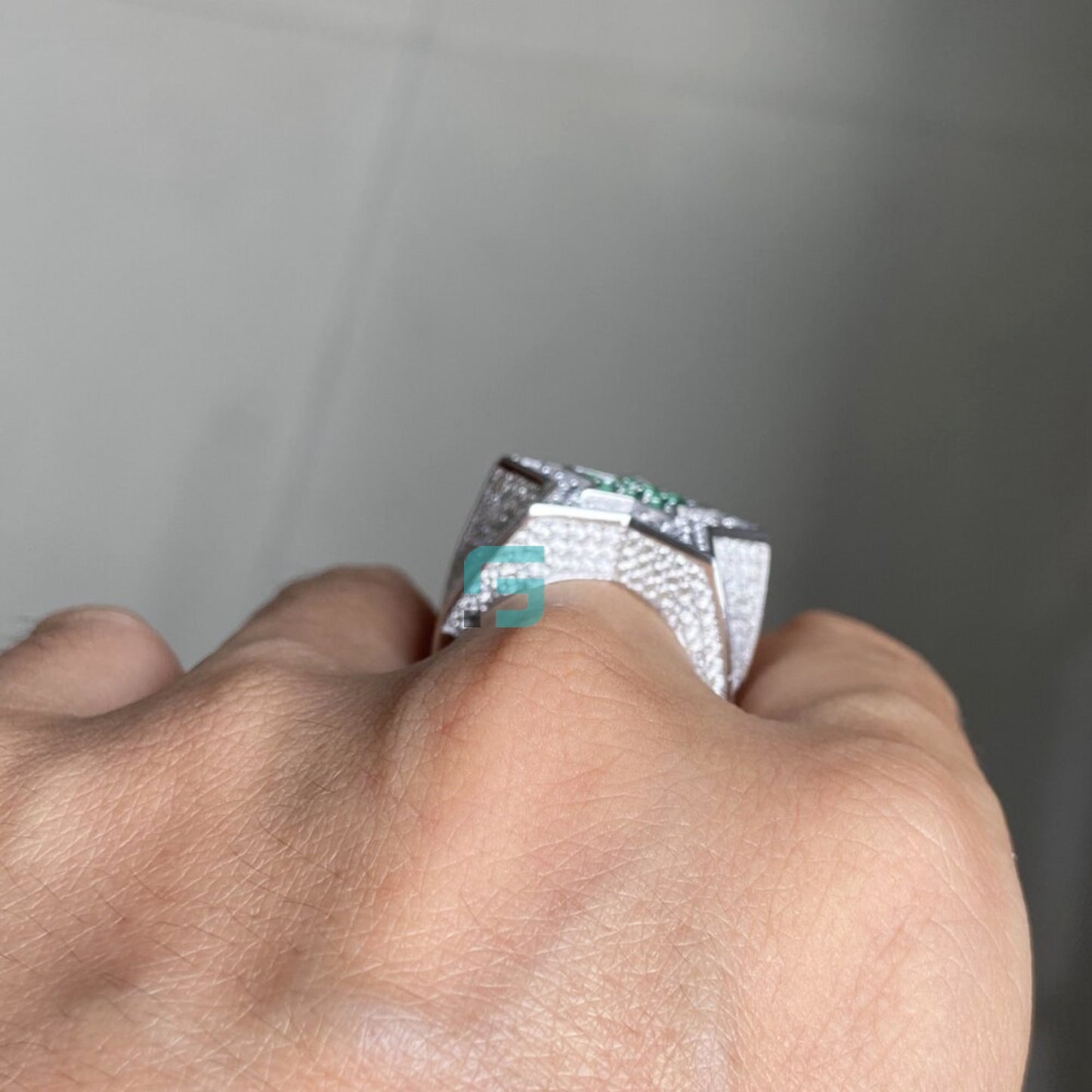 Full Eternity Diamond Star Ring For Men 10K White Gold