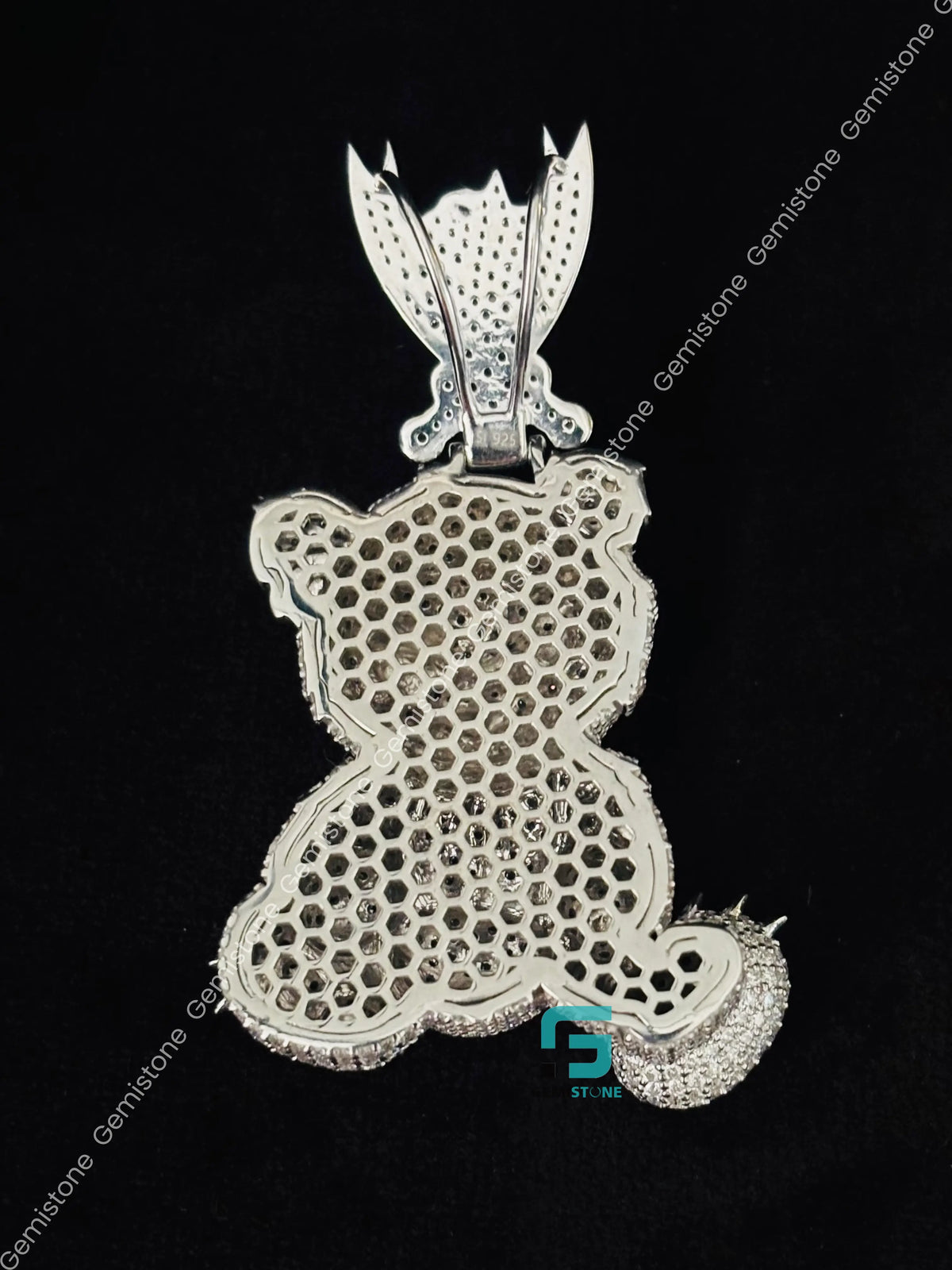 Enamel Cartoon Face Rapper Moissanite Charm Pendant