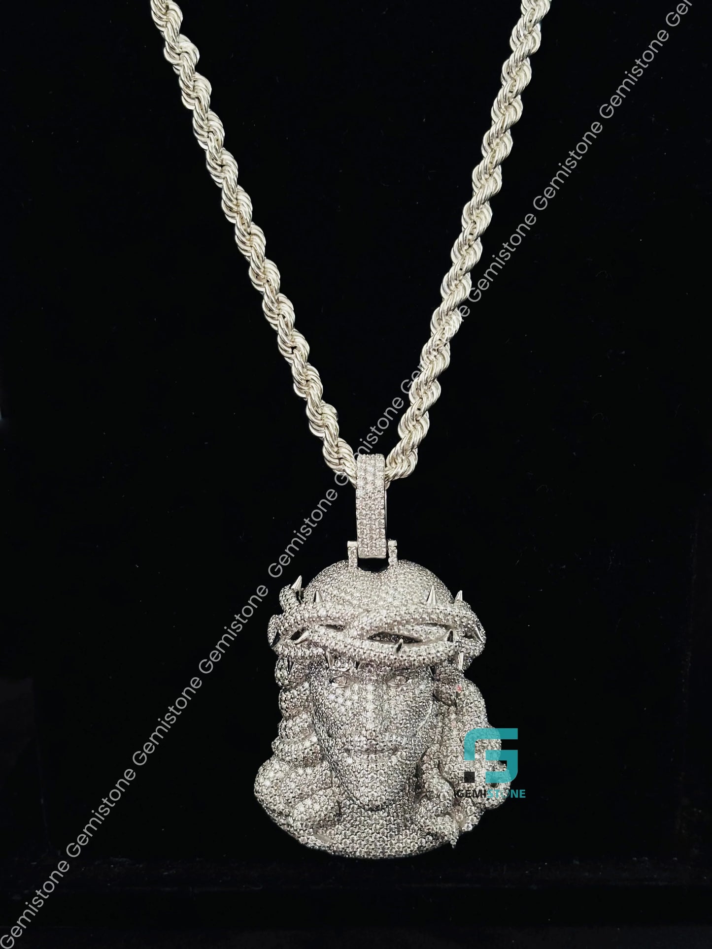 Hip Hop Fully Iced Out Moissanite Jesus Pendant 925 Silver