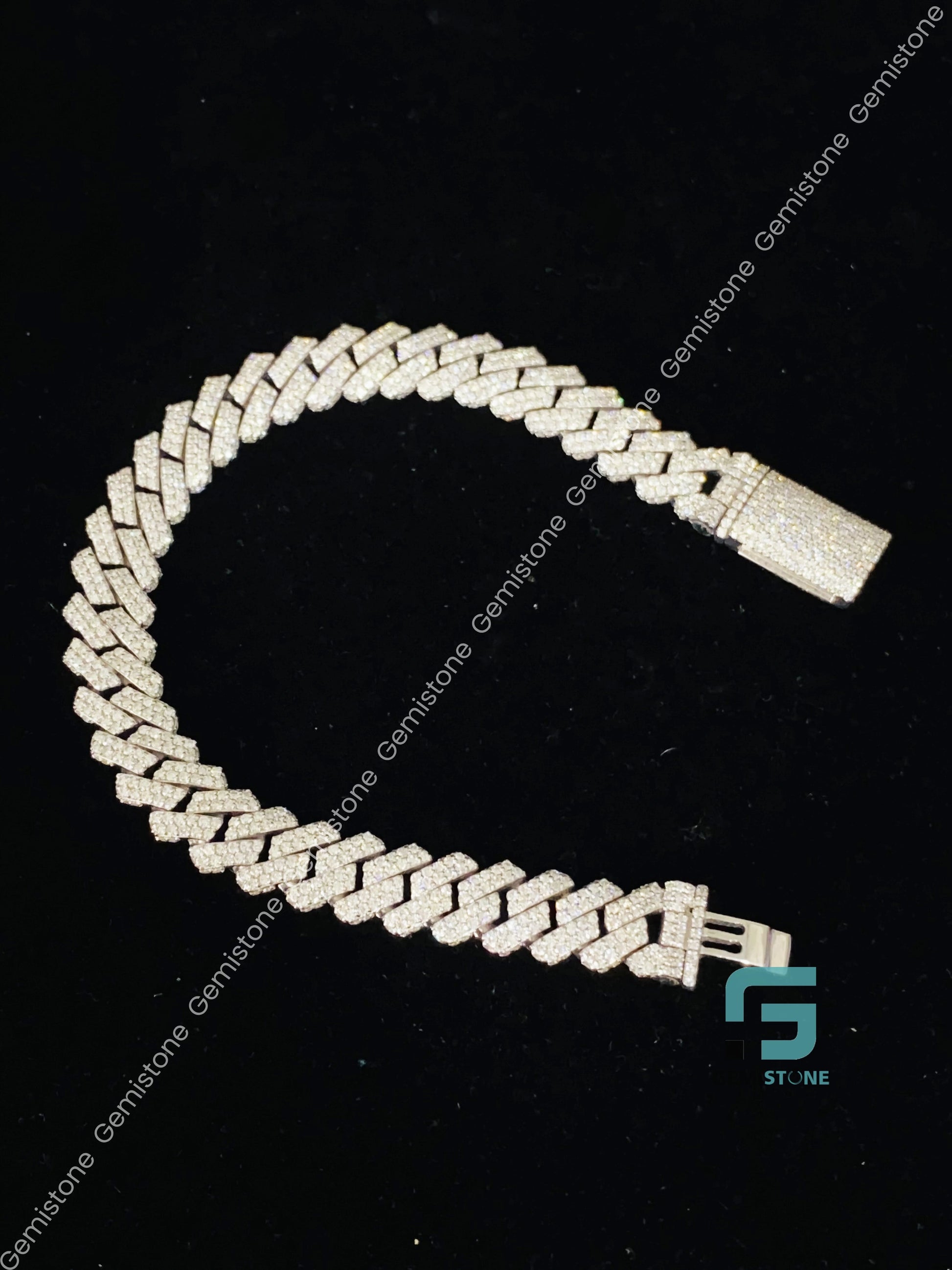 Hip Hop Fully Studded Moissanite Sterling Silver Bracelet
