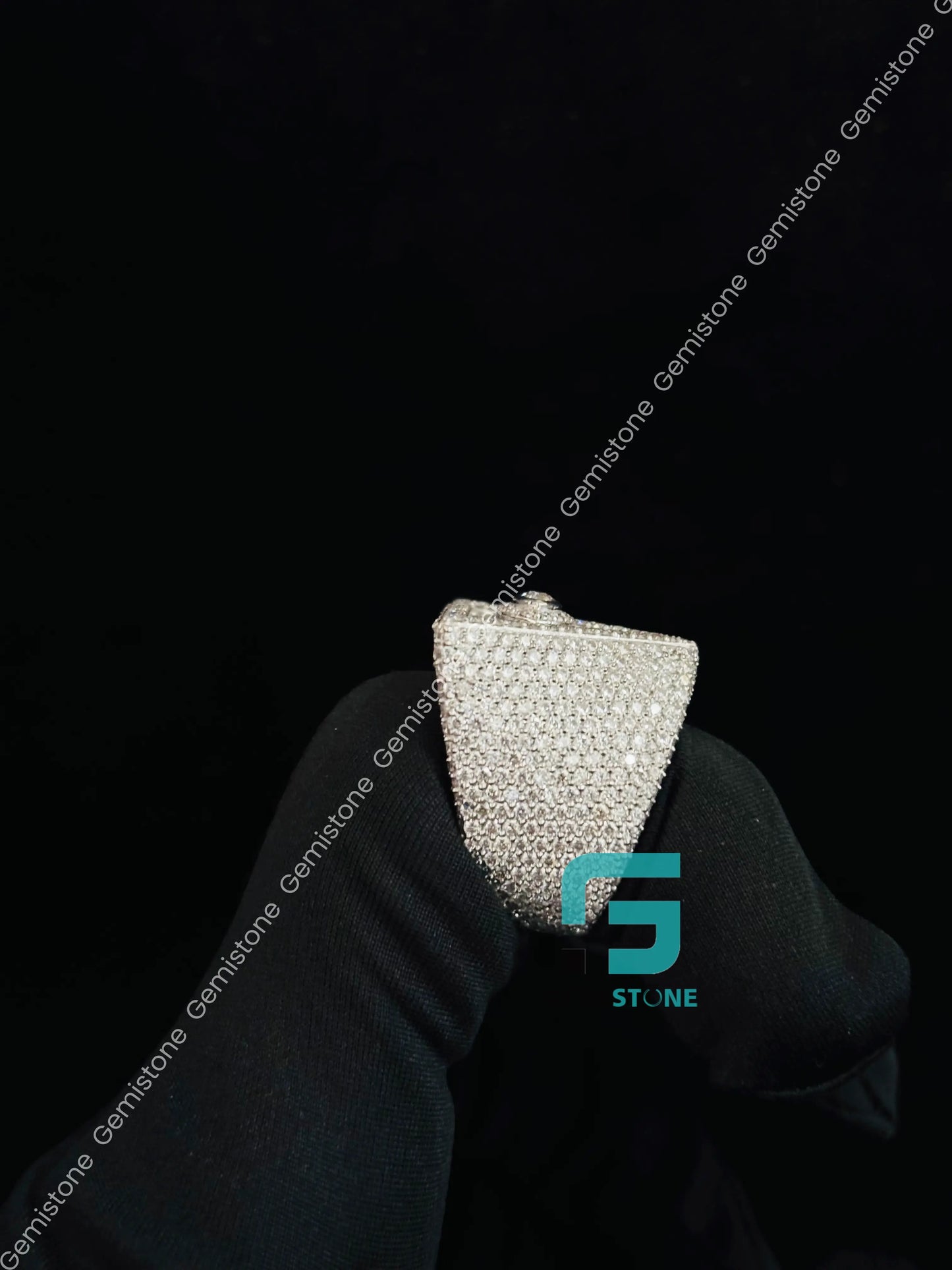 Hip Hop Iced Out Moissanite Pyramid Ring For Men