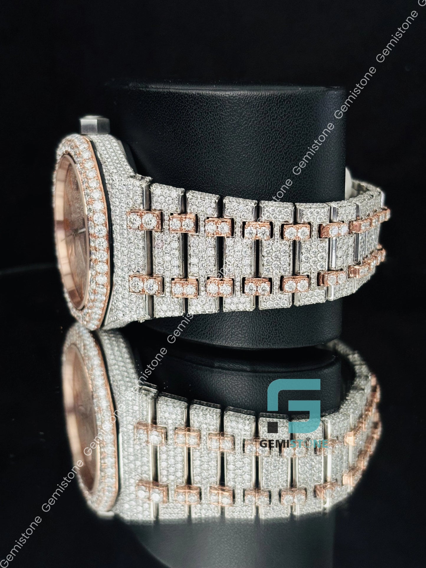 Hip Hop Moissanite Bust Down Orange Bar Watch