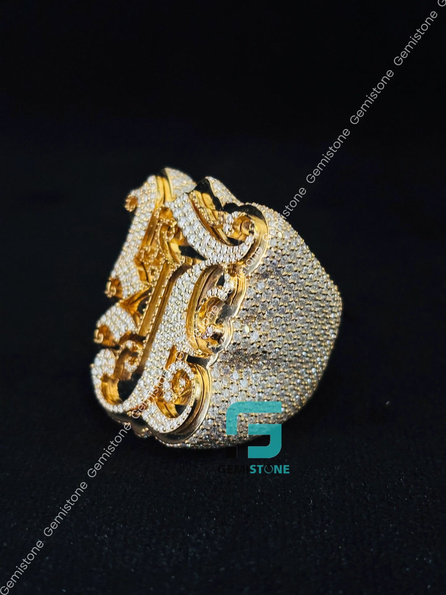 Hip Hop Moissanite Diamond Studded Hip Hop Ring