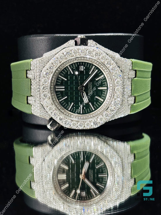 Hip Hop Moissanite Green Dial Watch