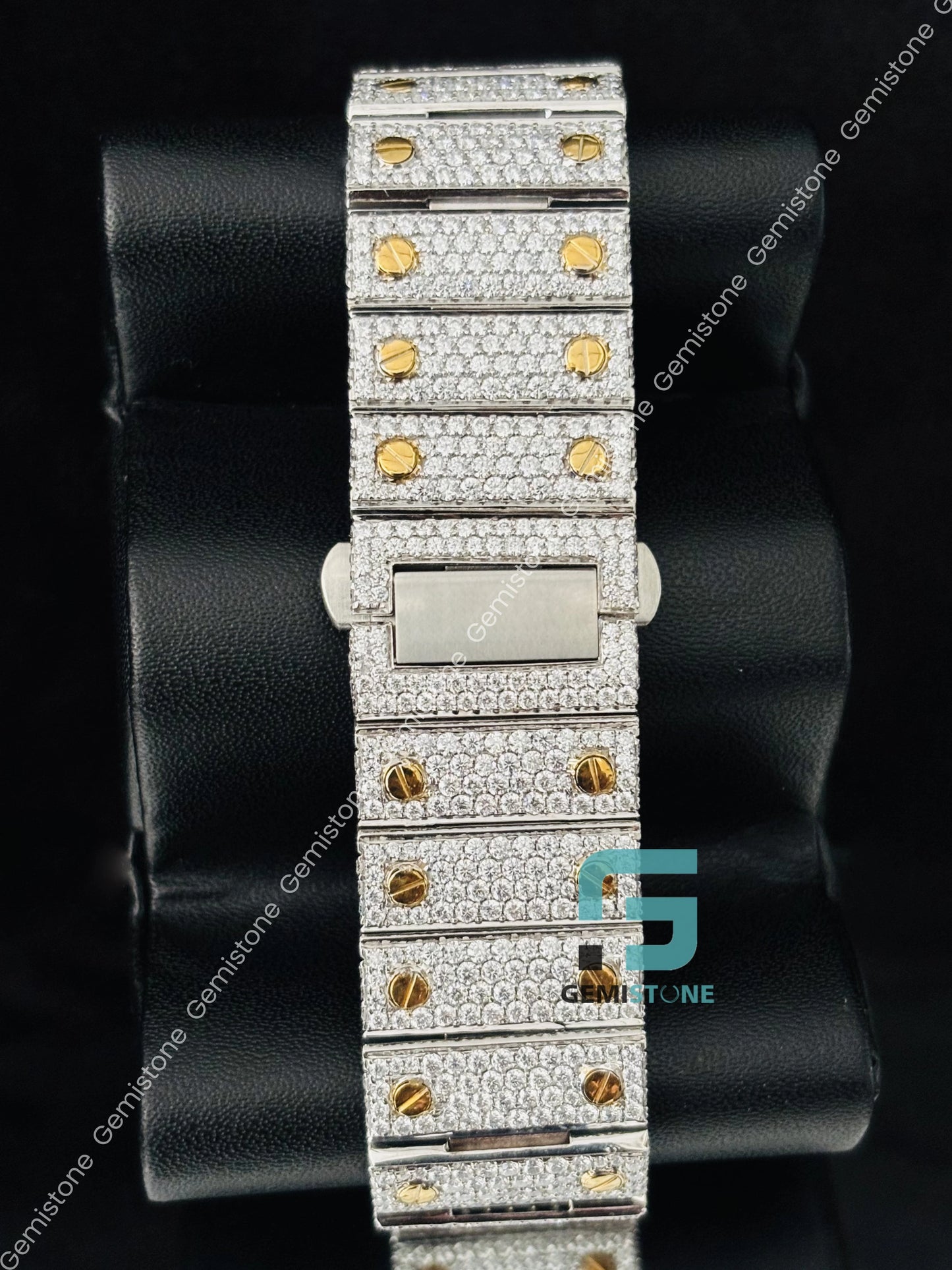 Hip Hop Moissanite Iced Out Bust Down Watch