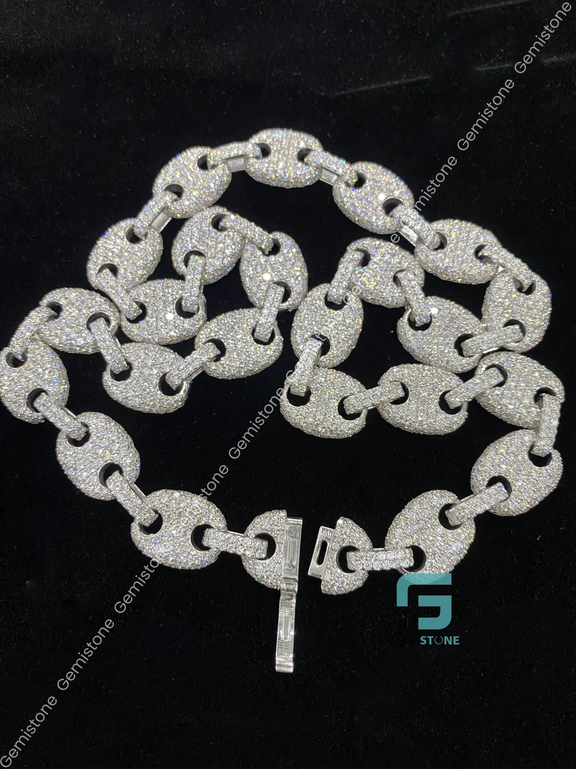 Hip Hop Moissanite Puff Link Chain