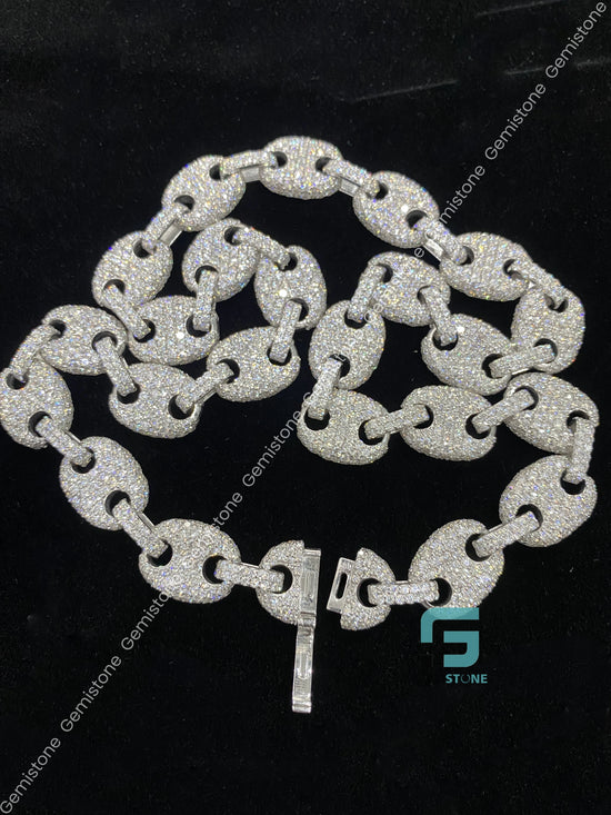 Hip Hop Moissanite Puff Link Chain