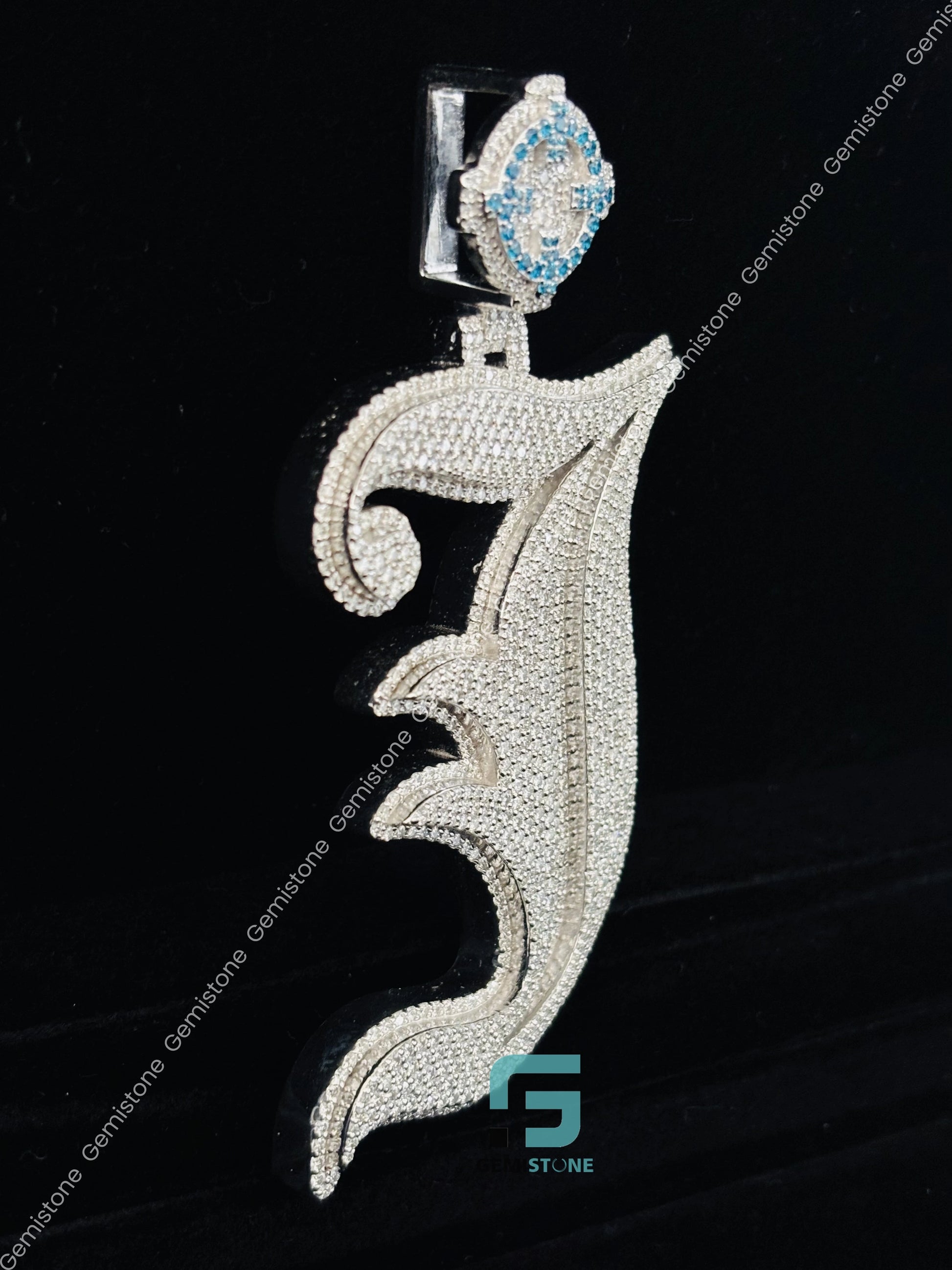 Hip Hop Sky Blue Stone Moissanite Pendant