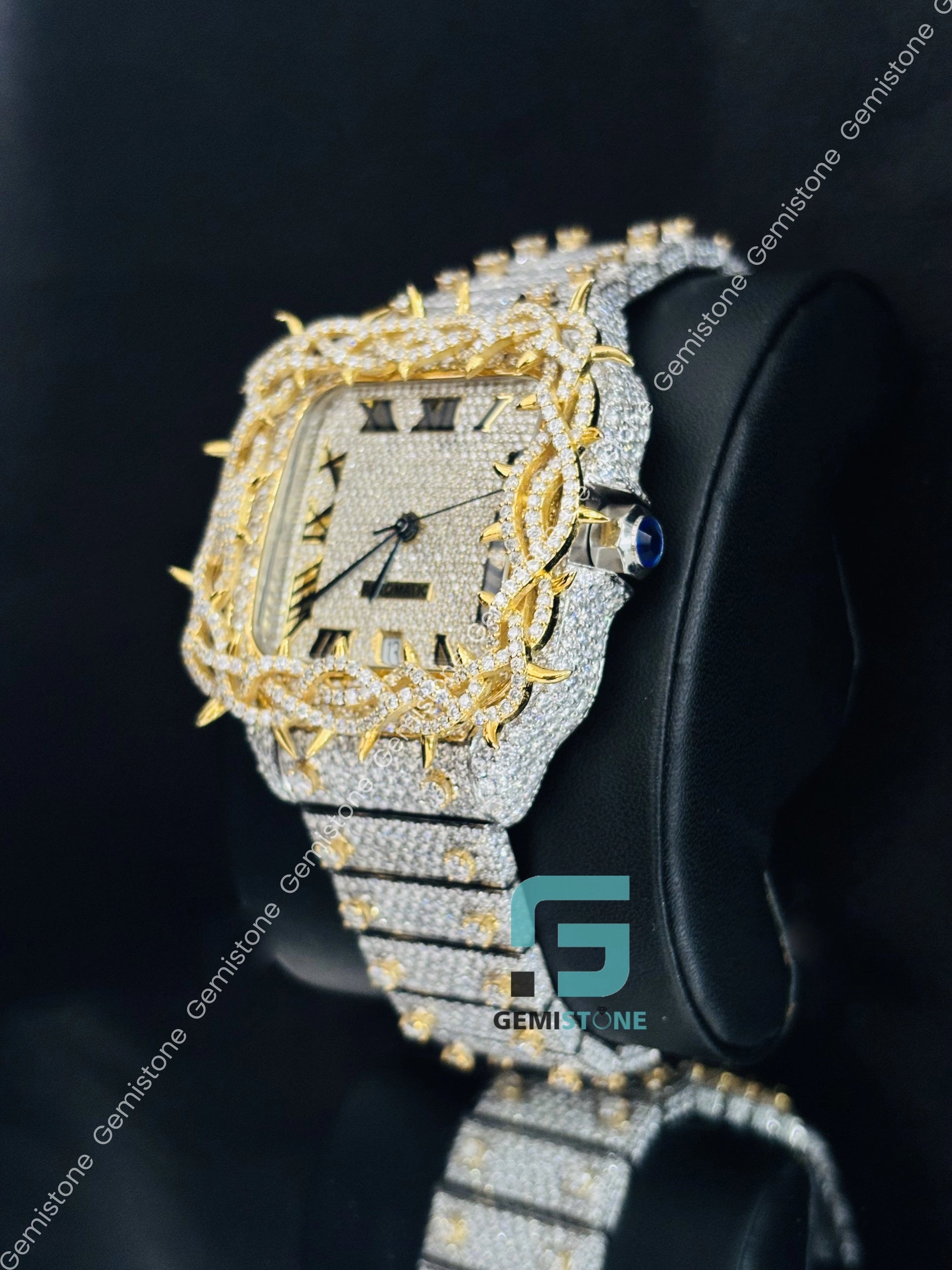 Hip Hop Thorn Design Moissanite Watch For Him