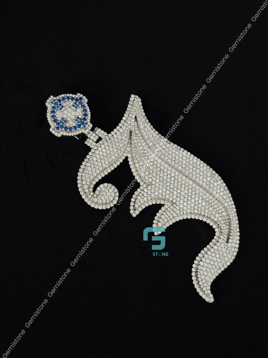 Hip ho Blue Stone Custom Letter Moissanite Pendant