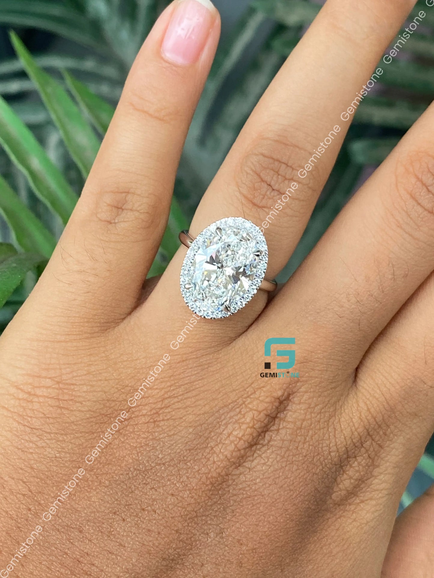 Huge 6CT Oval Hidden Halo Moissanite Ring 