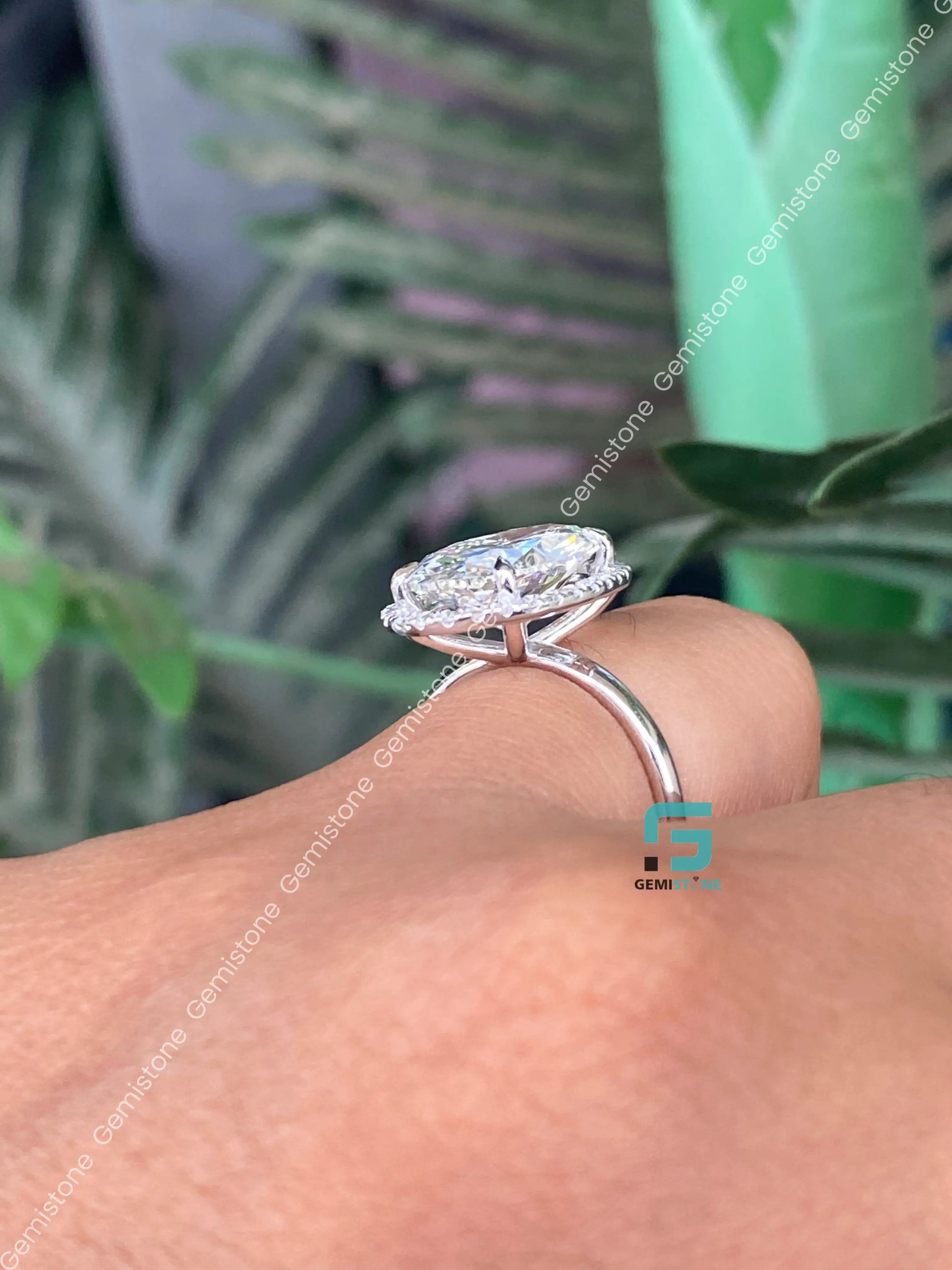 Huge 6CT Oval Hidden Halo Wedding Moissanite Ring 