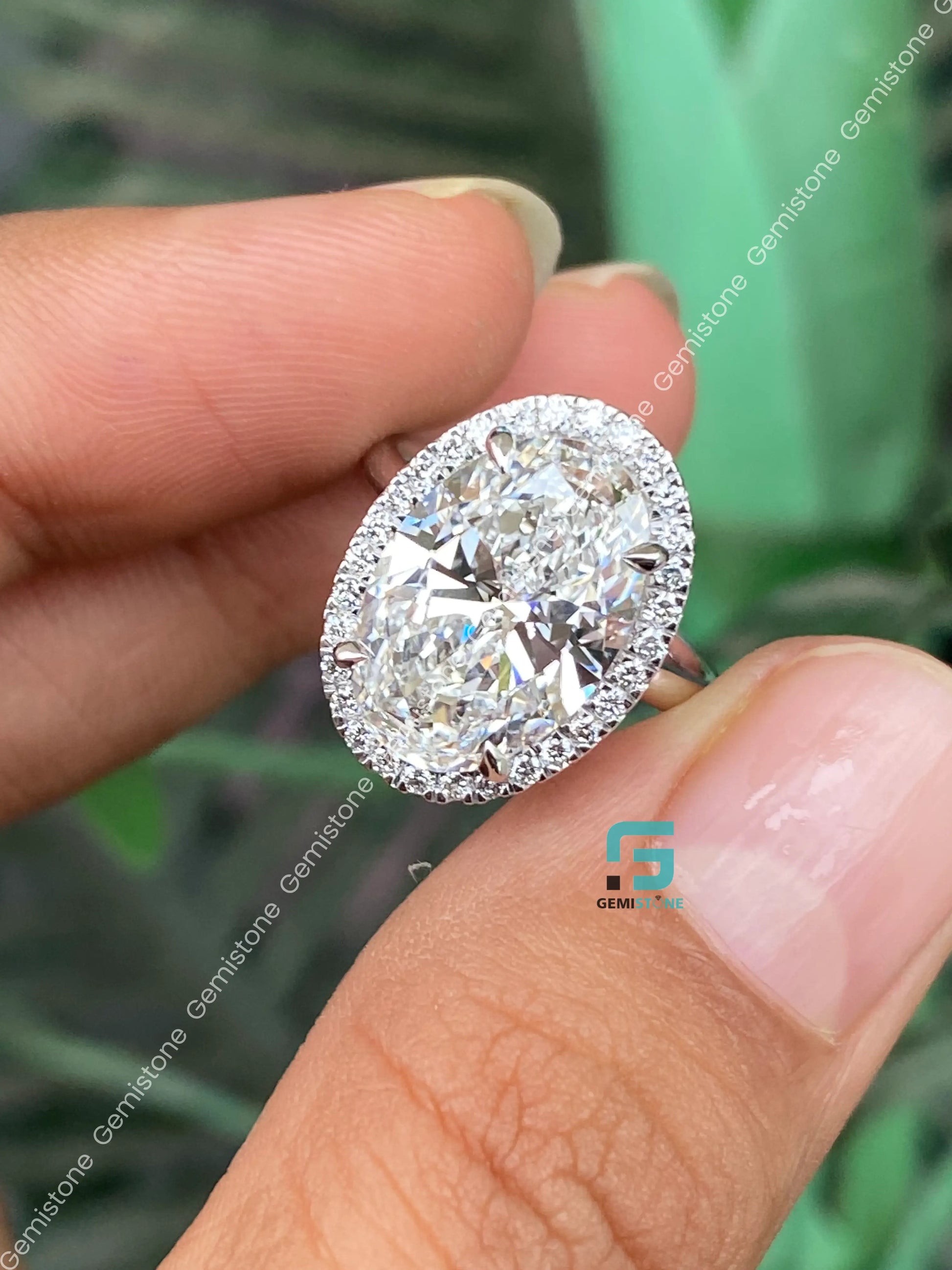 Huge 6CT Oval Hidden Halo Wedding Moissanite Ring For Women