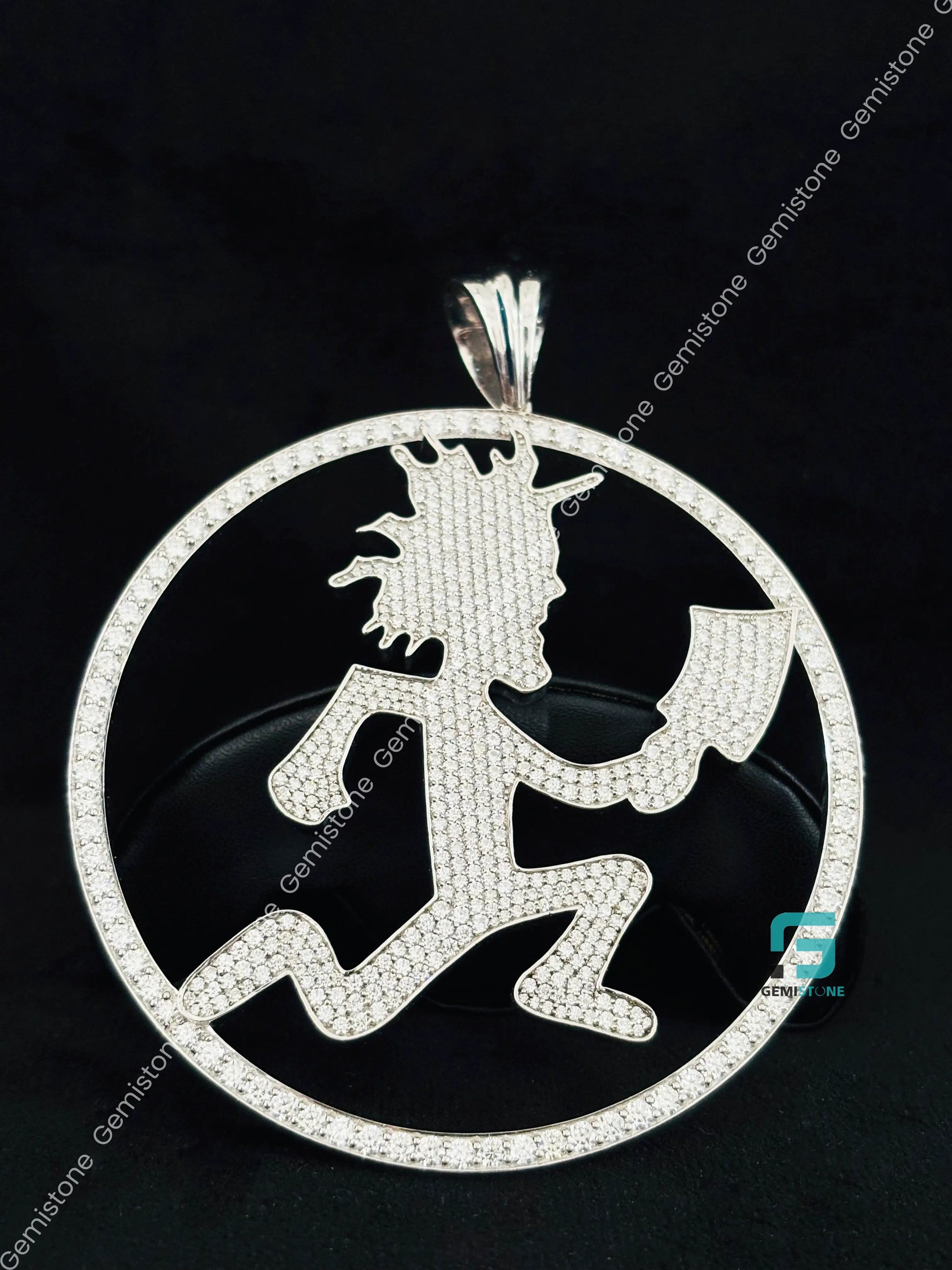 Fully Moissanite Circle ICP Hatchet Man Pendant 925 Silver – Gemistone Fully Moissanite Circle ICP Hatchet Man Pendant 925 Silver – Gemistone