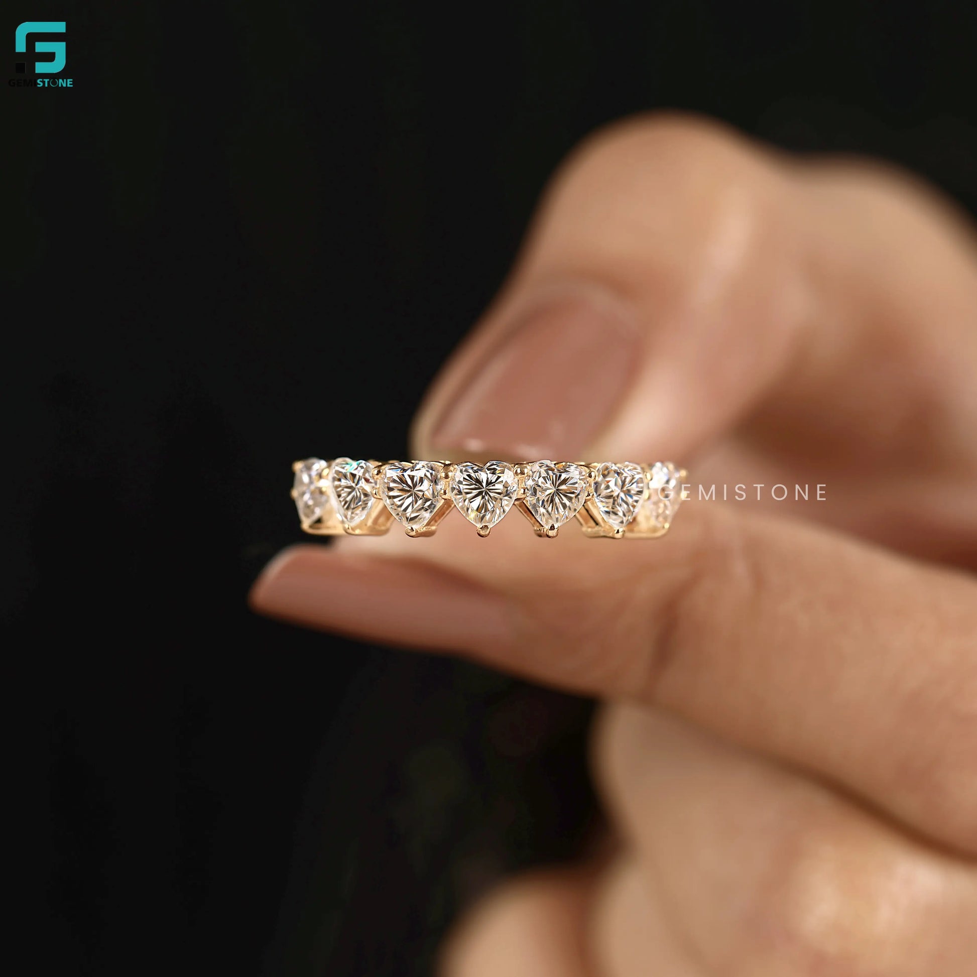 IGI Certified Heart Cut Eternity Wedding Band