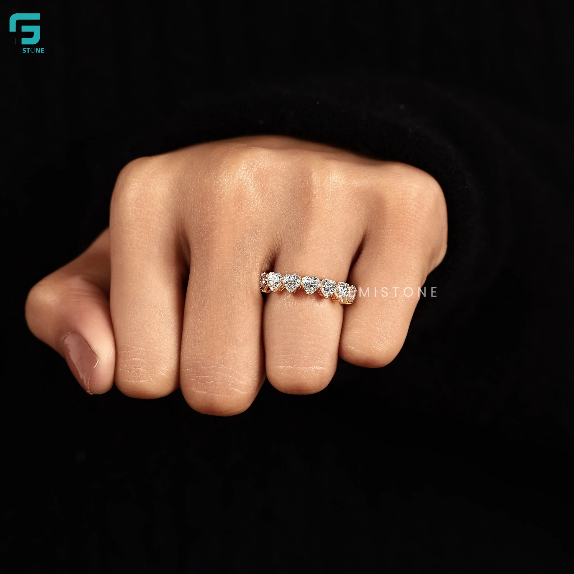 IGI Certified Heart Cut Wedding Band For Her