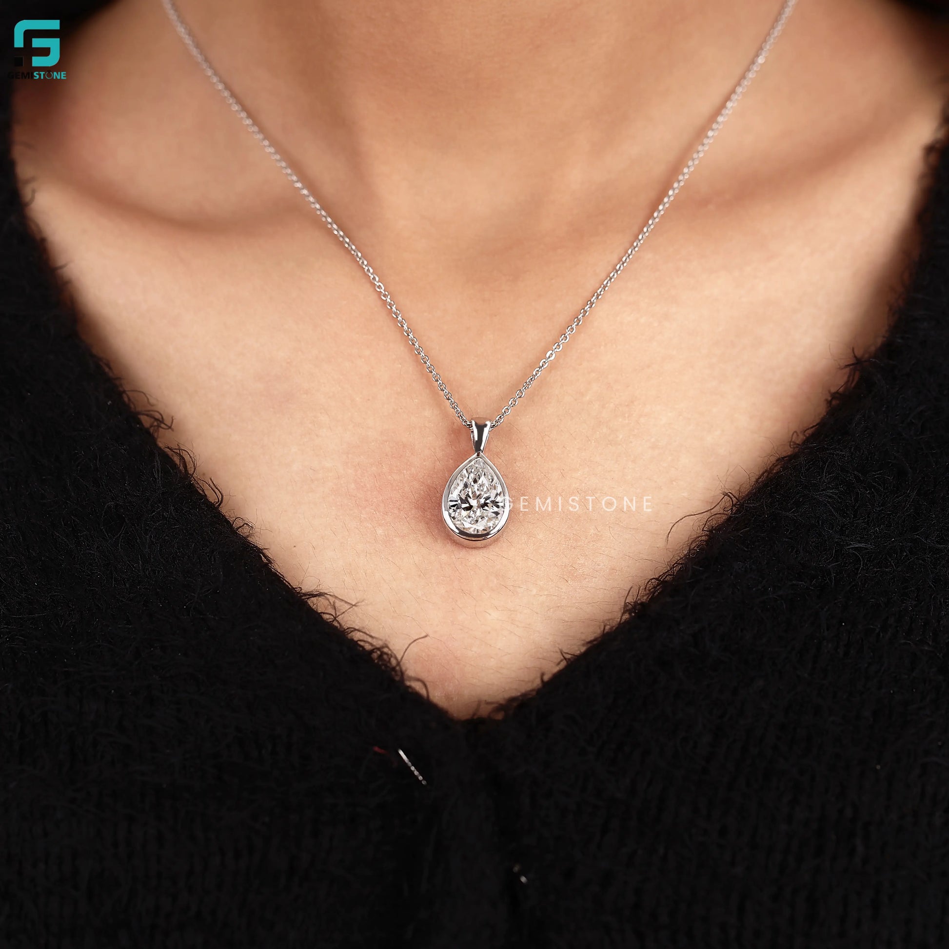IGI Certified Pear Diamond Pendant For Women