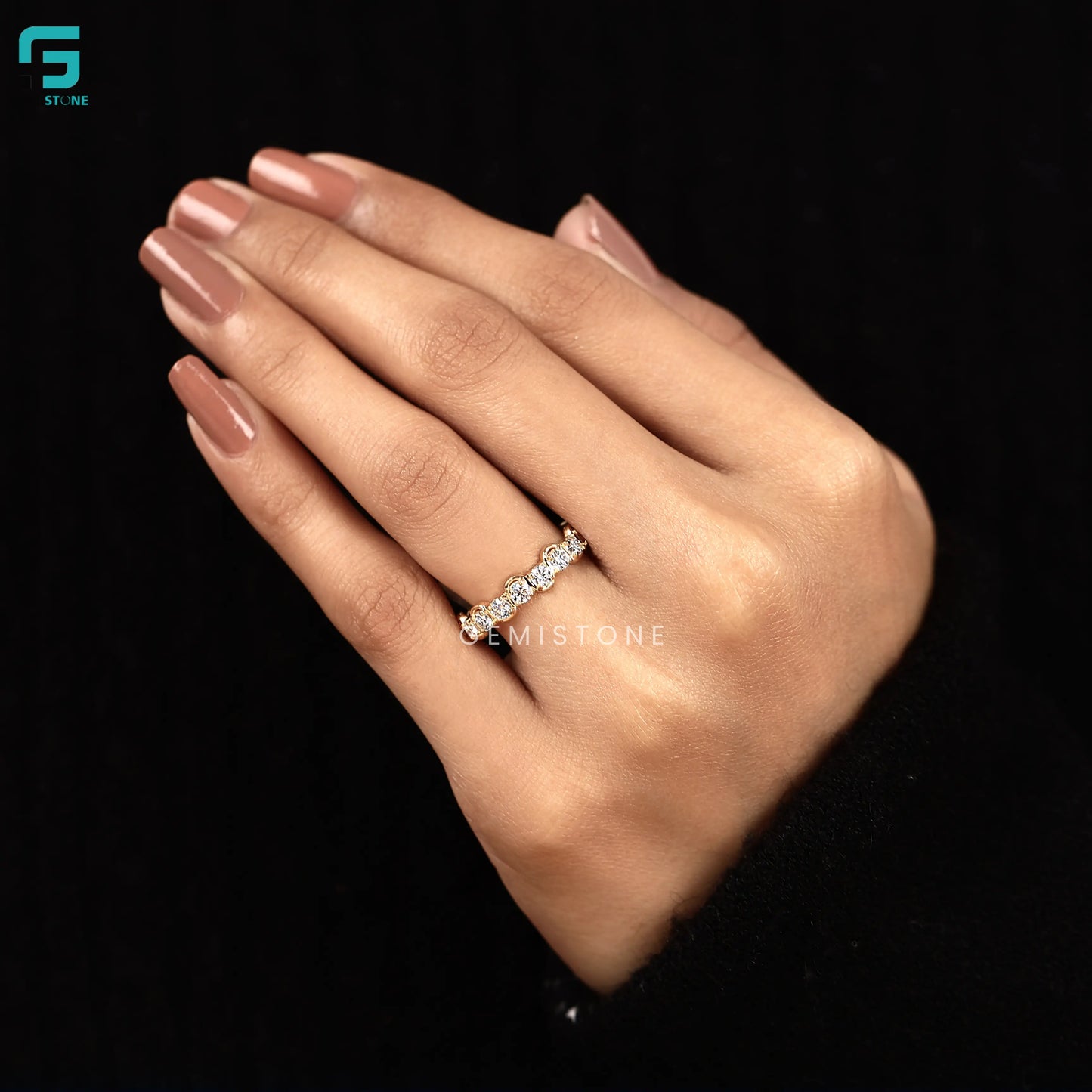 IGI Certified Round Lab Diamond Zig Zag Wedding Band 
