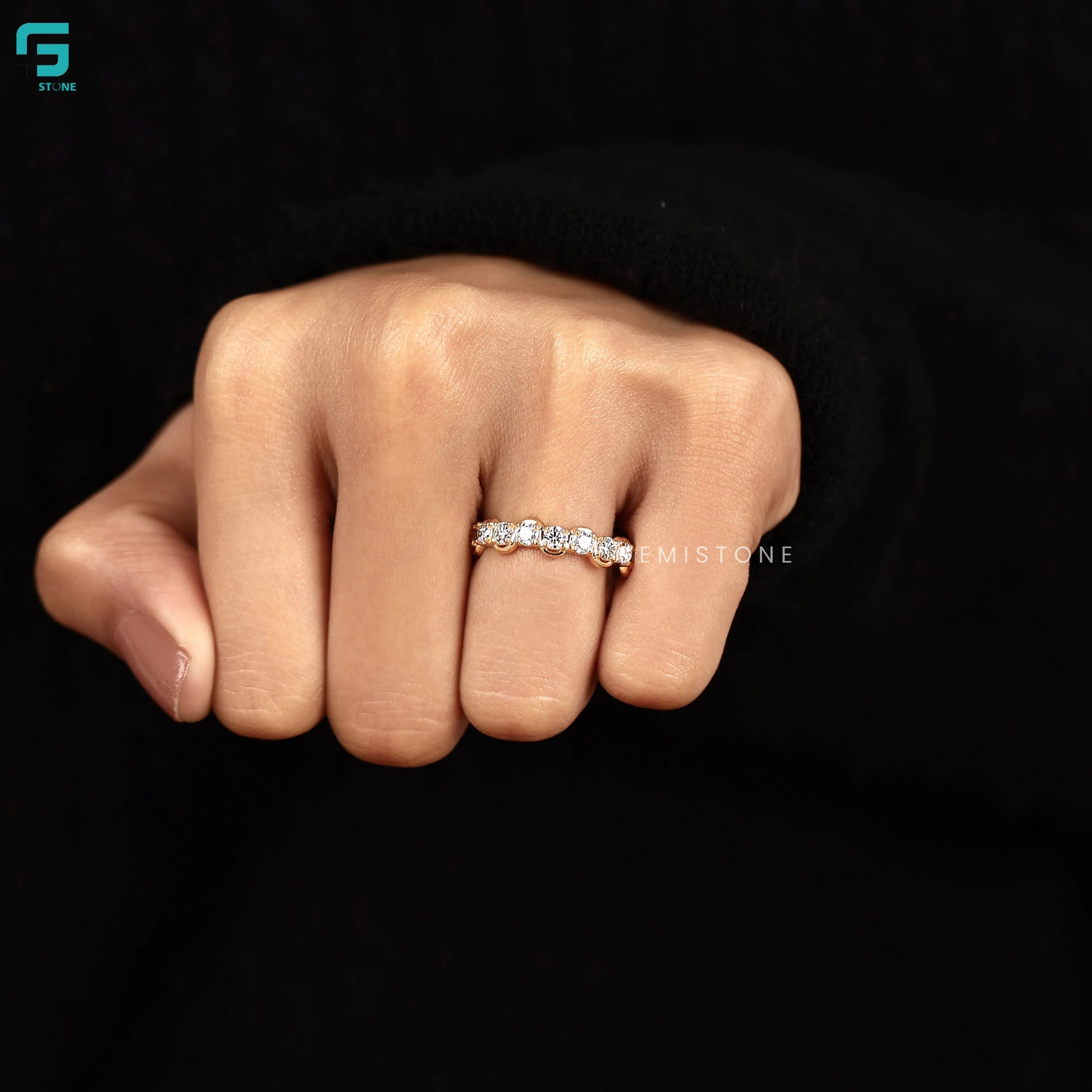 IGI Certified Round Lab Diamond Zig Zag Wedding Band For Women