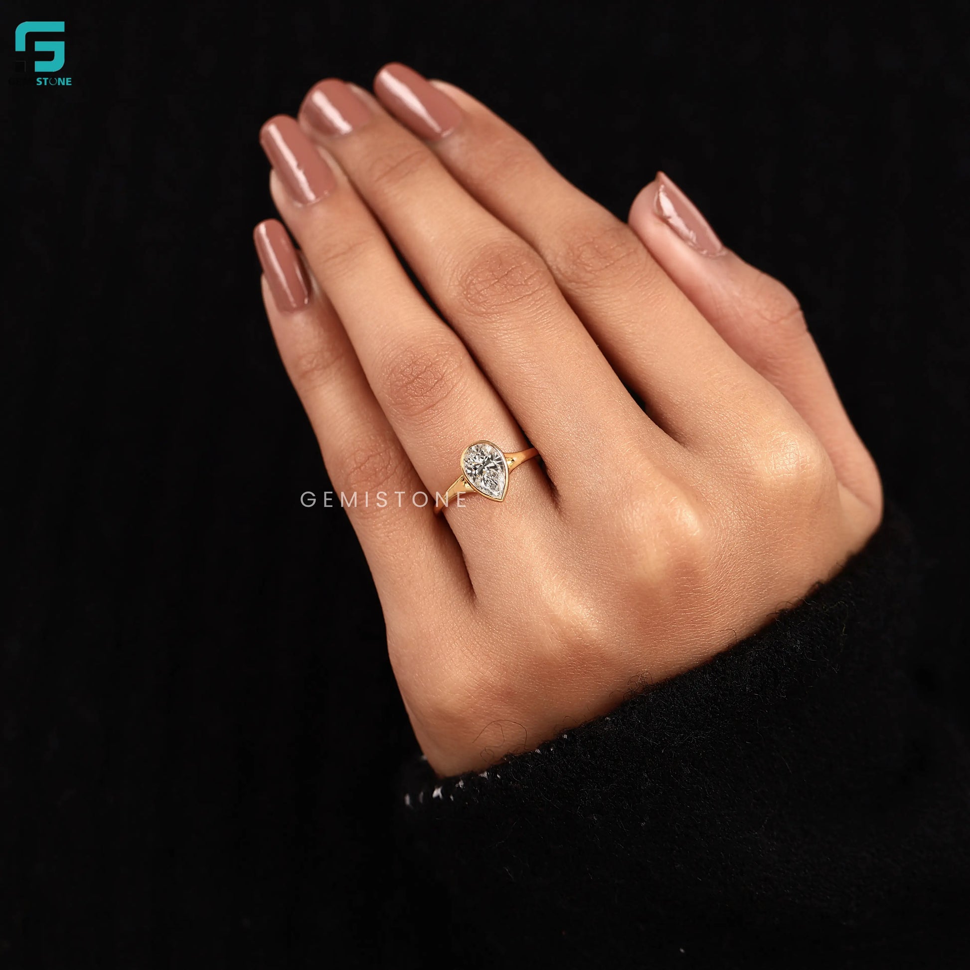 IGI Certified Solitaire Pear Lab Diamond Wedding Ring