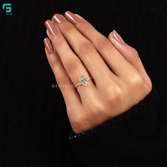 IGI Certified Solitaire Pear Lab Diamond Wedding Ring